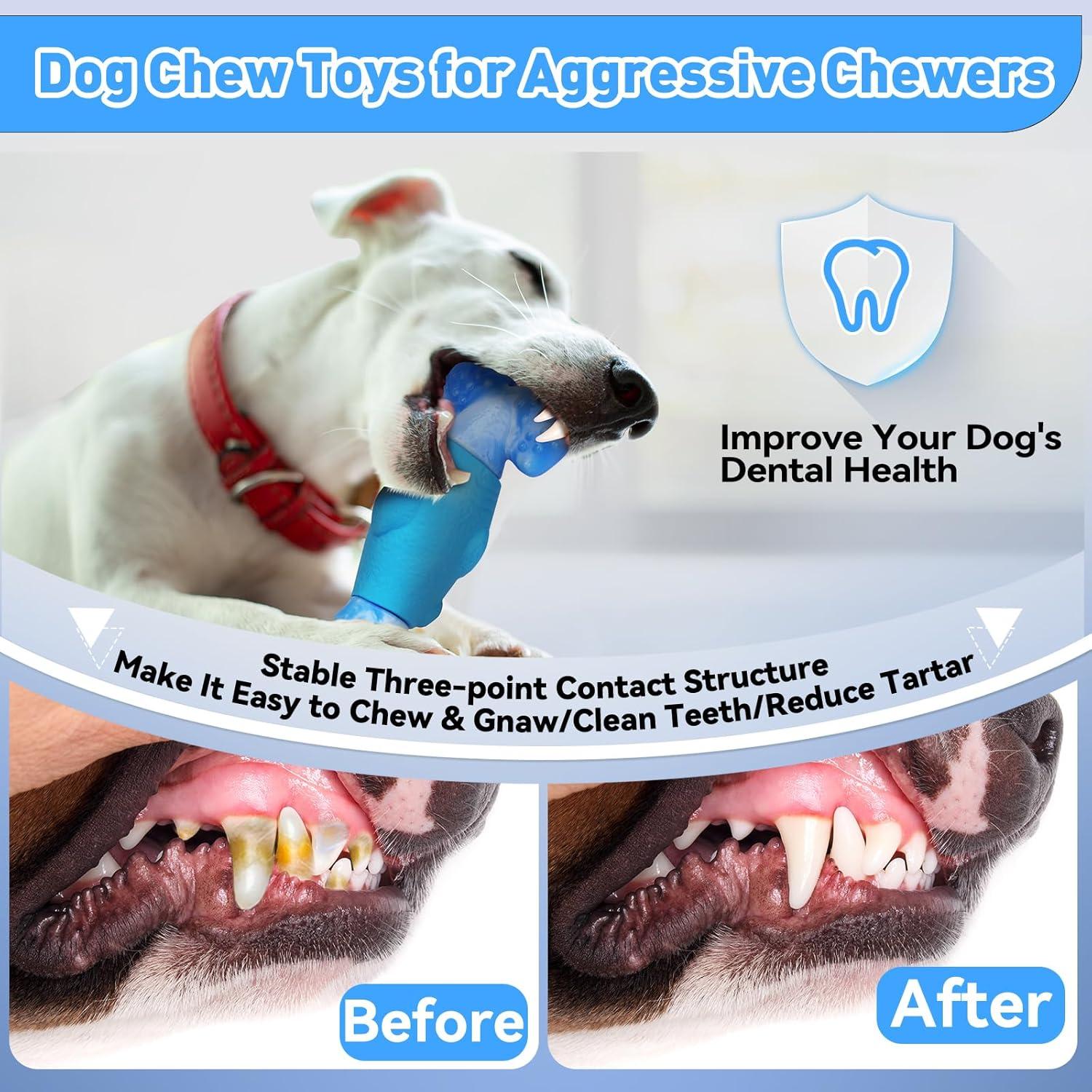 Dog Toys for Aggressive Chewers, Interactive Dog Chew Toy for Large Dogs, Indestructible Squeaky Toys to Keep Them Busy, Tough Toys for Medium/Large Dogs Blue