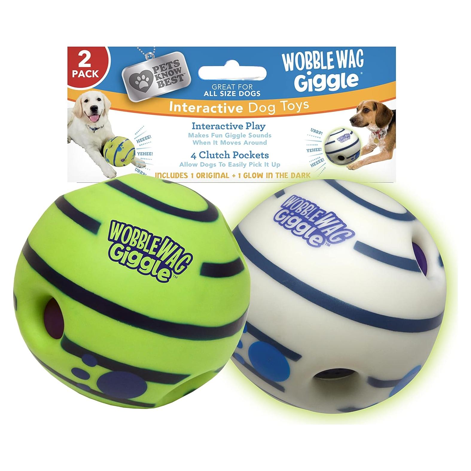 Wobble Wag Giggle Ball 2 Paquete - Juguete Interactivo para Perros