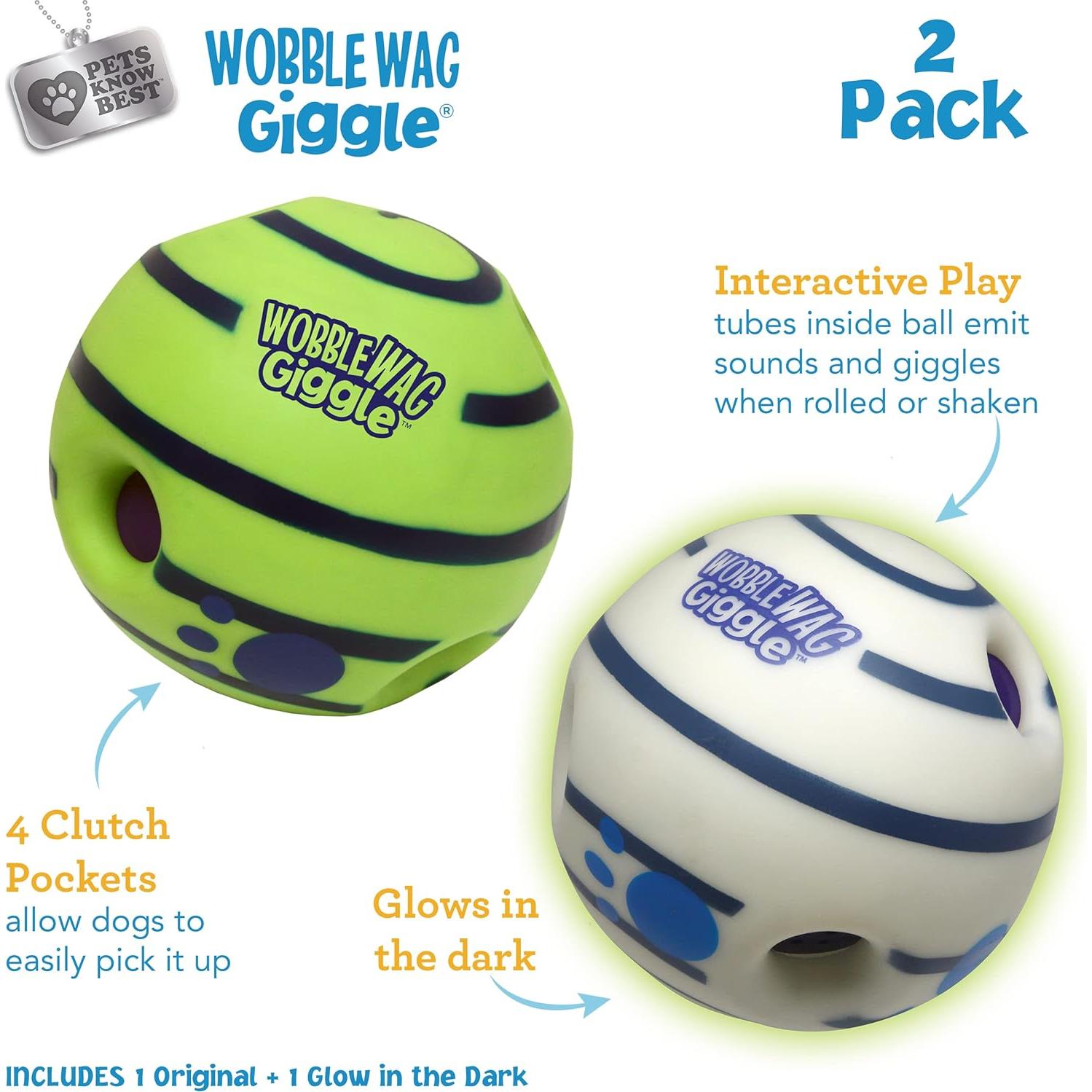 Wobble Wag Giggle Ball 2 Paquete - Juguete Interactivo para Perros