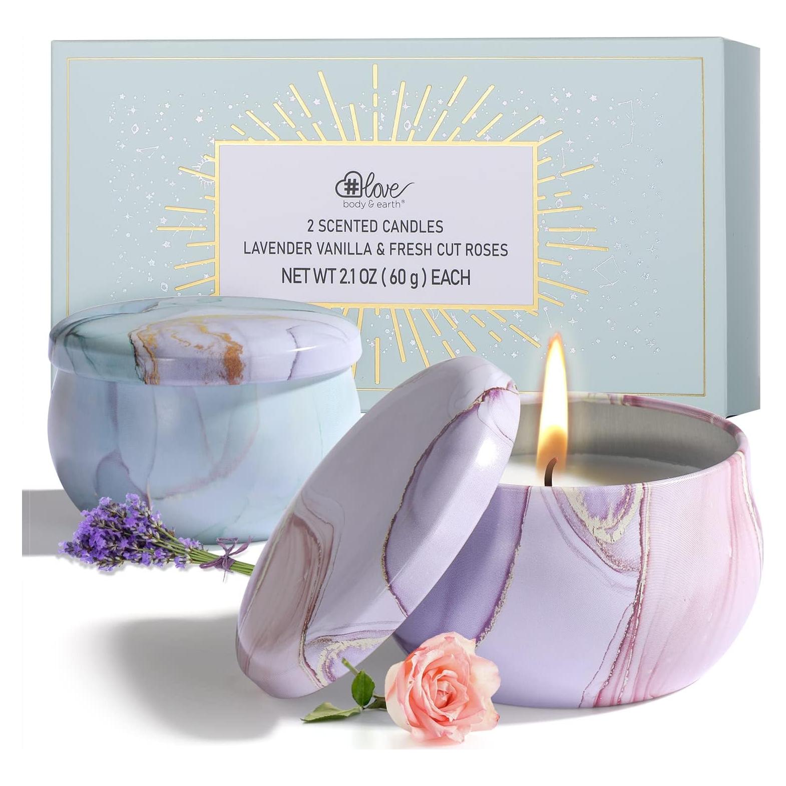 Juego de Velas Aromáticas BODY & EARTH - Lavanda y Rosa 2x59.5g