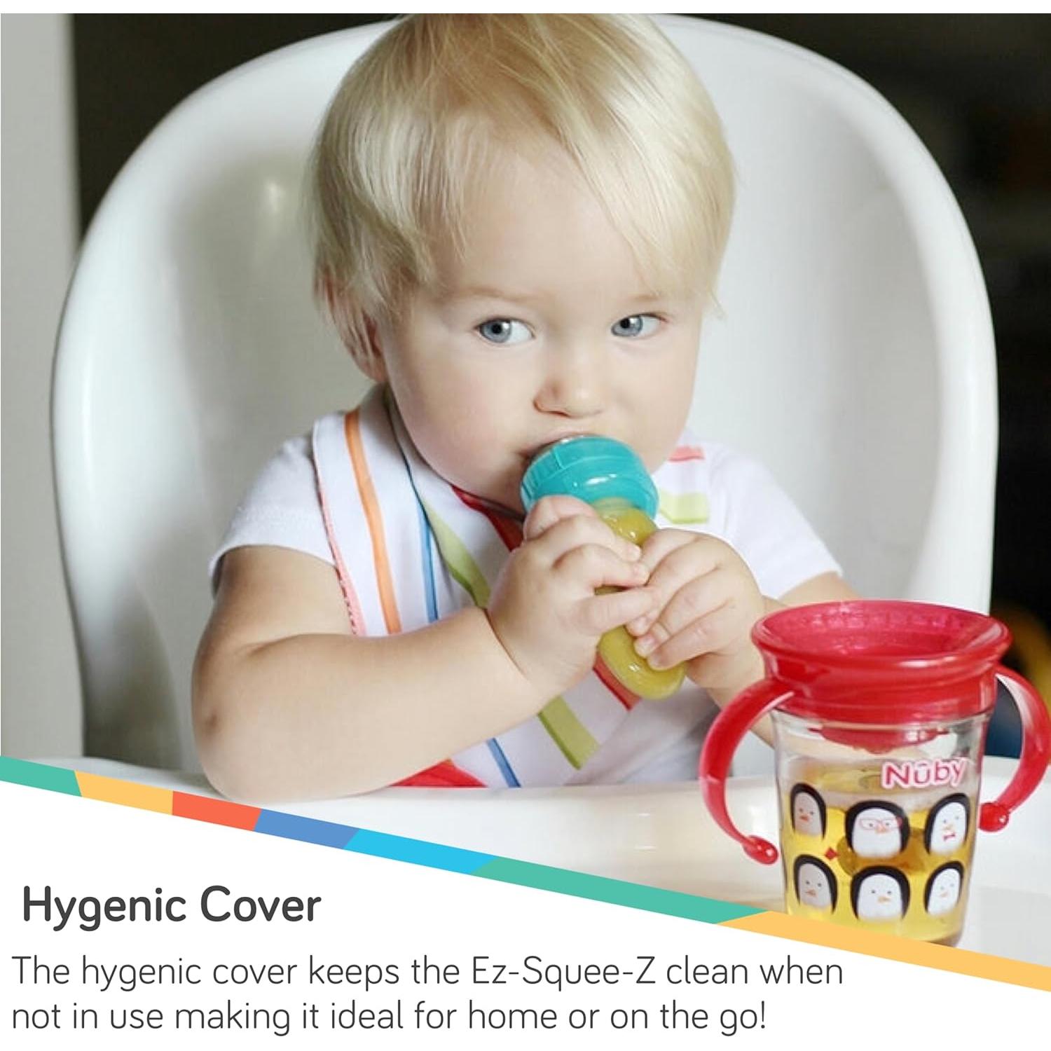 Nuby Dispensador de Comida Silicona para Bebés 2-Pack Aqua Verde