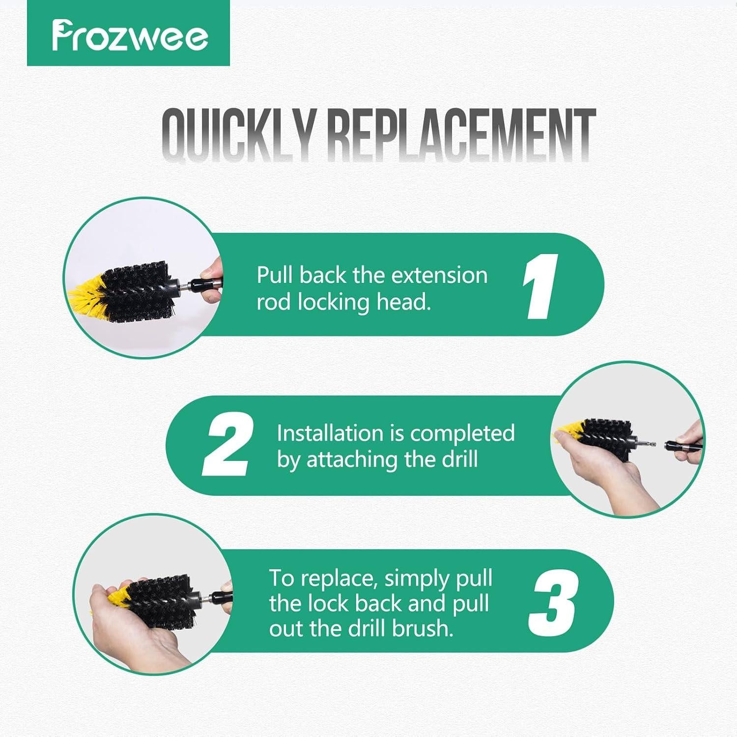 2PCS Cepillo de Esquina para Taladro Prozwee - Nylon 13cm