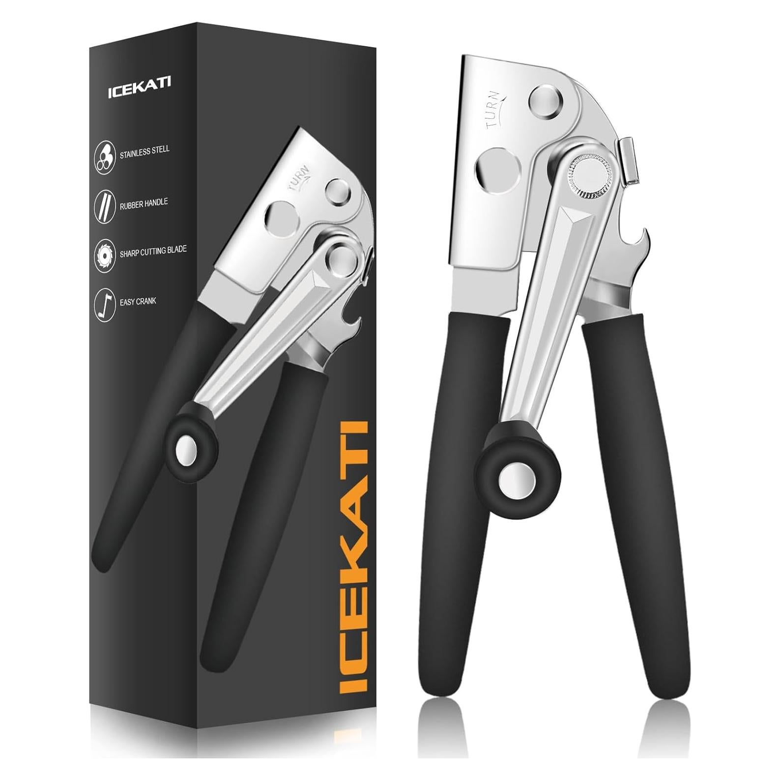 Abrelatas Manual Pesado ICEKATI con Imán y Manivela Plegable