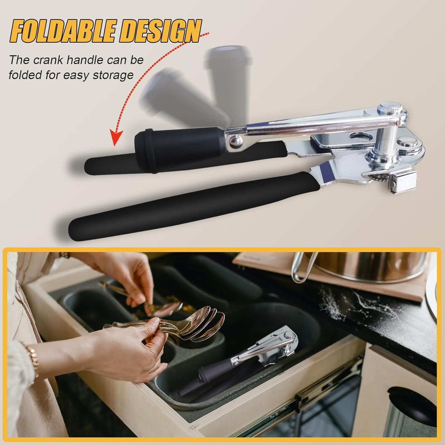 Abrelatas Manual Pesado ICEKATI con Imán y Manivela Plegable