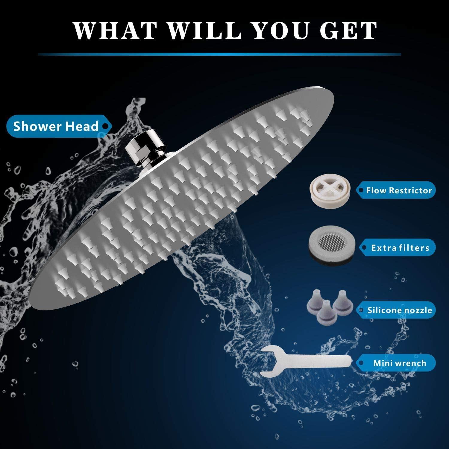 Cabezal de Ducha de Alta Presión Voolan 15.24 cm Níquel Cepillado