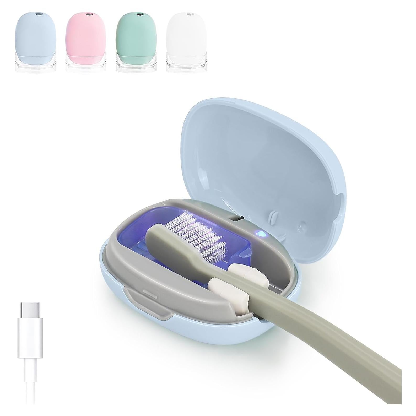 Soporte Limpiador de Cepillos de Dientes ELMWAY Azul con Luz UV-C