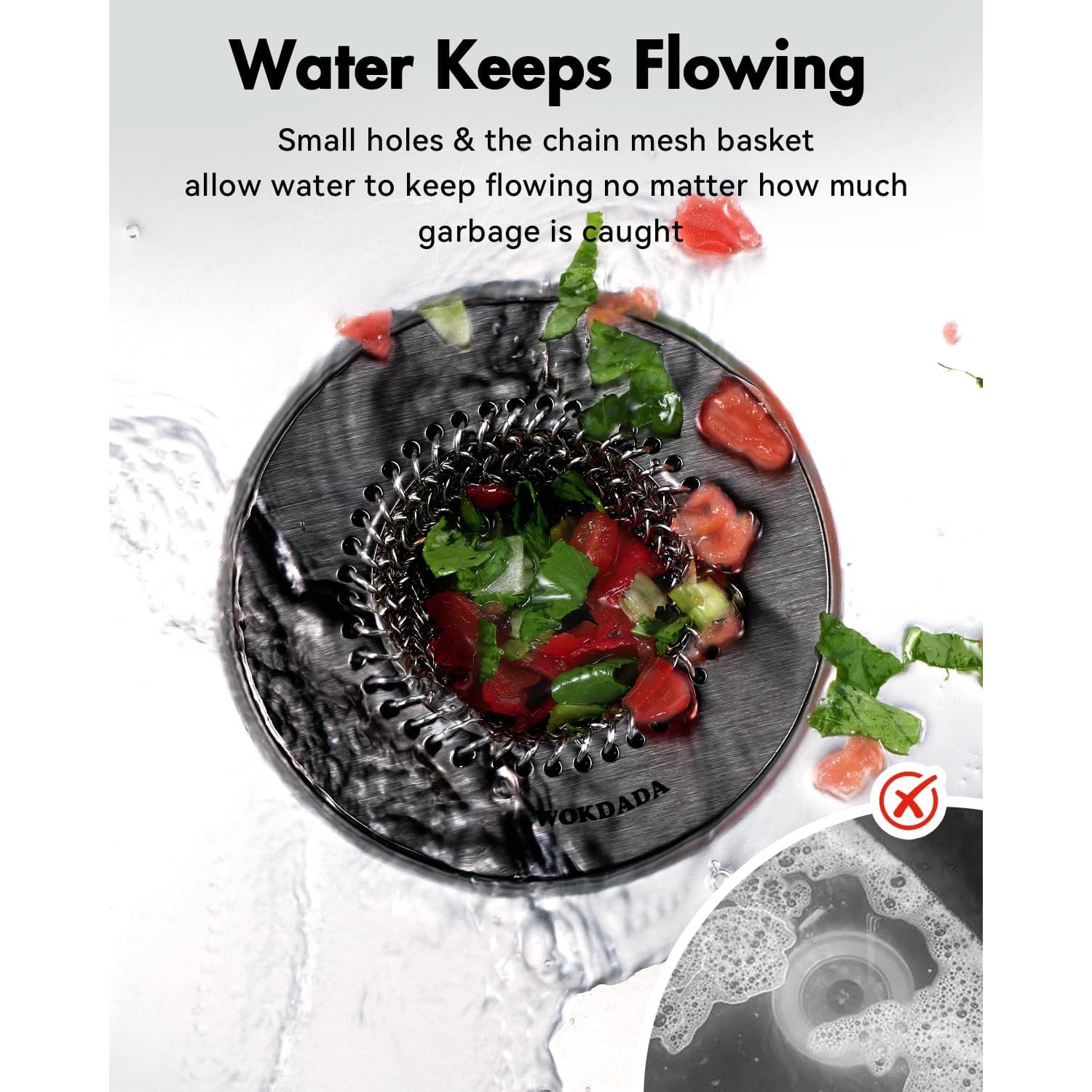Colador de Fregadero de Cocina Wokdada Acero Inoxidable 304