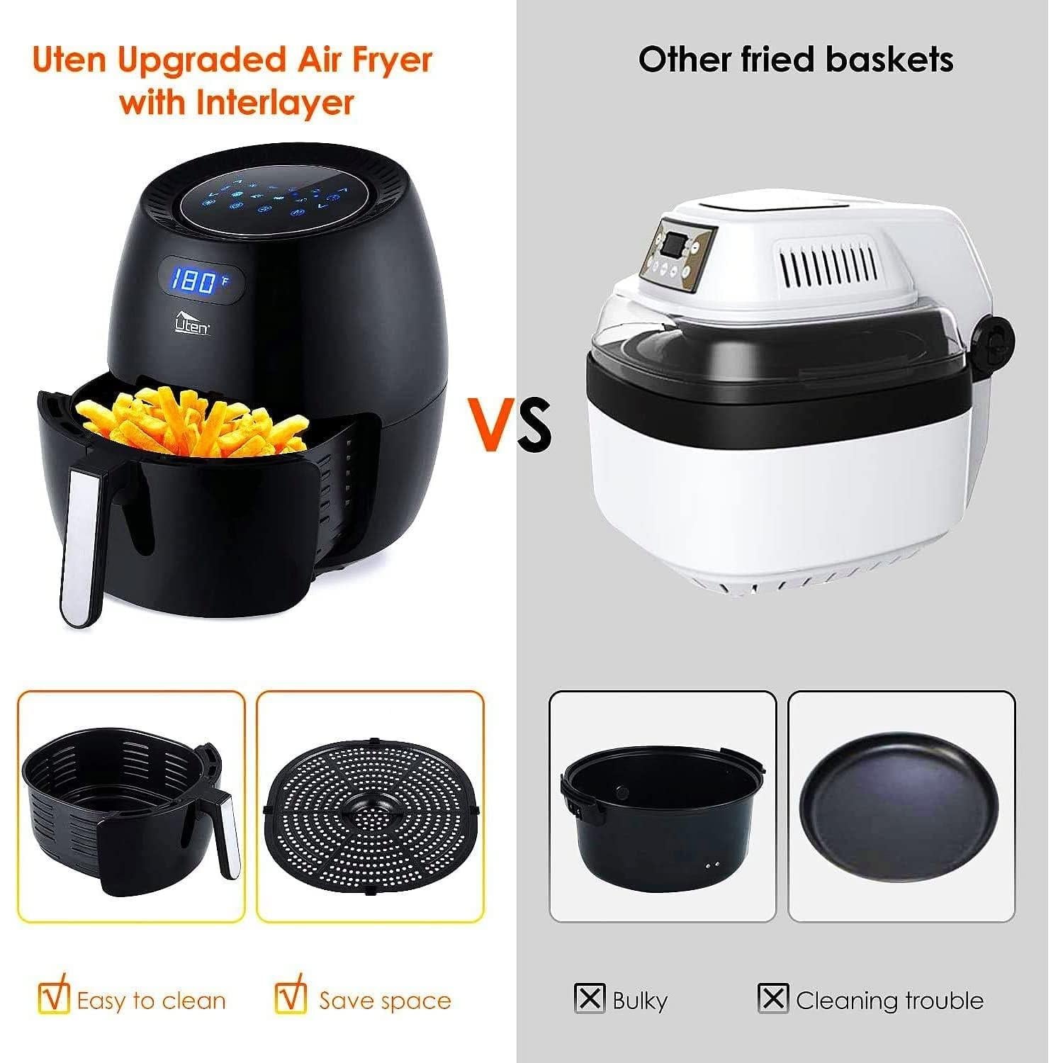 Freidora de Aire Uten 6.5L 1700W Pantalla Táctil Digital Negra