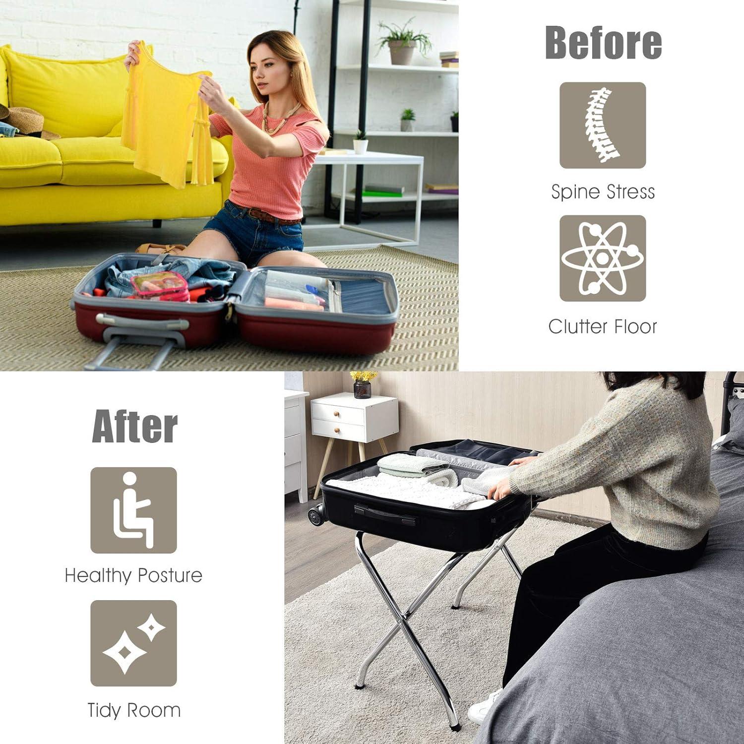 Soporte de Equipaje Plegable Tangkula Cromo 81.65 kg