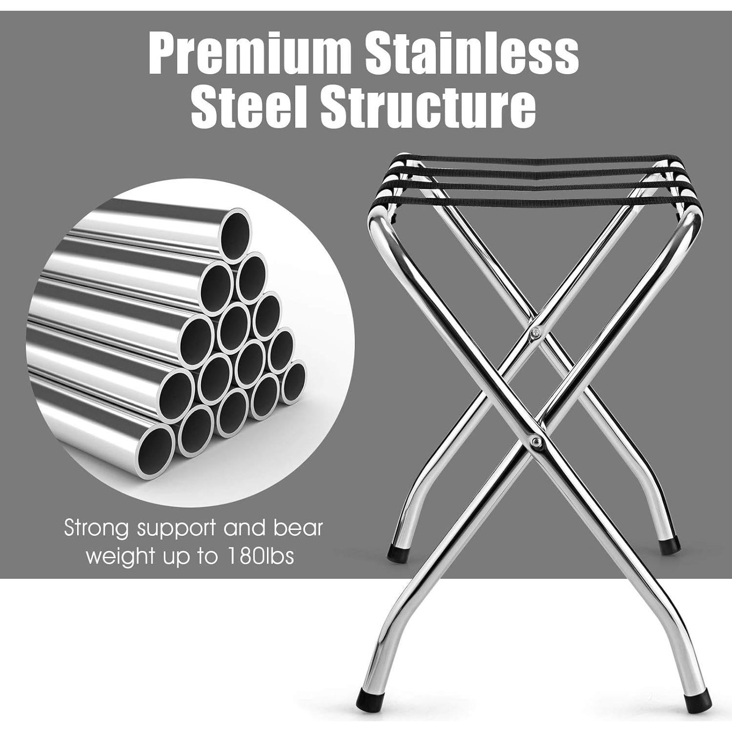 Soporte de Equipaje Plegable Tangkula Cromo 81.65 kg