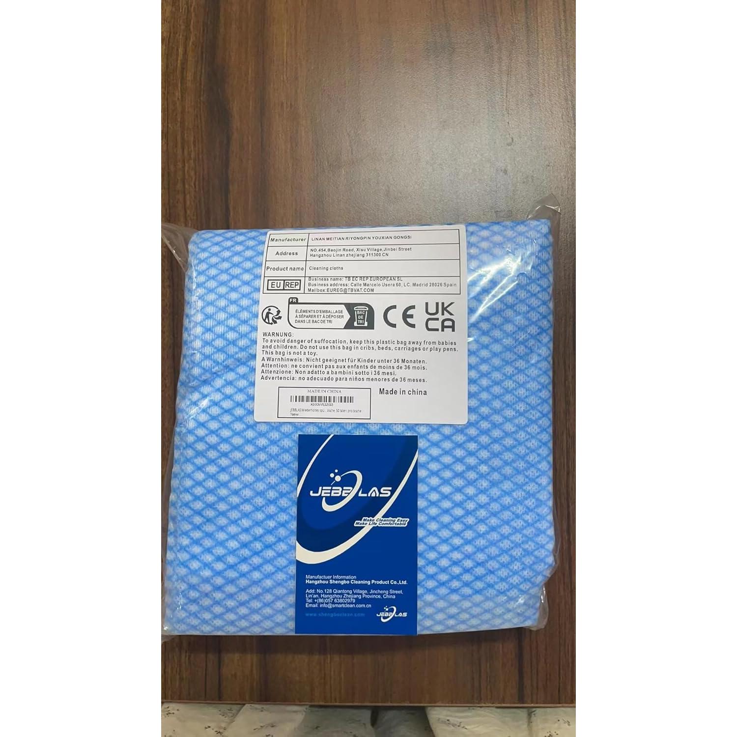 JEBBLAS Disposable Cleaning Towels and Dish Cloths, Reusable Towels,Handy Cleaning Wipes, 50 Count/Pack,Blue