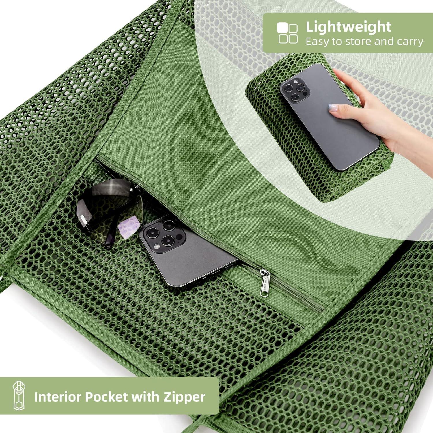 Bolsa de Playa KALIDI de Malla de Nylon 23L Verde Militar