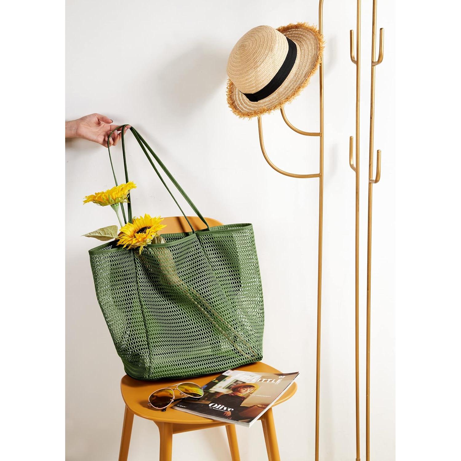 Bolsa de Playa KALIDI de Malla de Nylon 23L Verde Militar