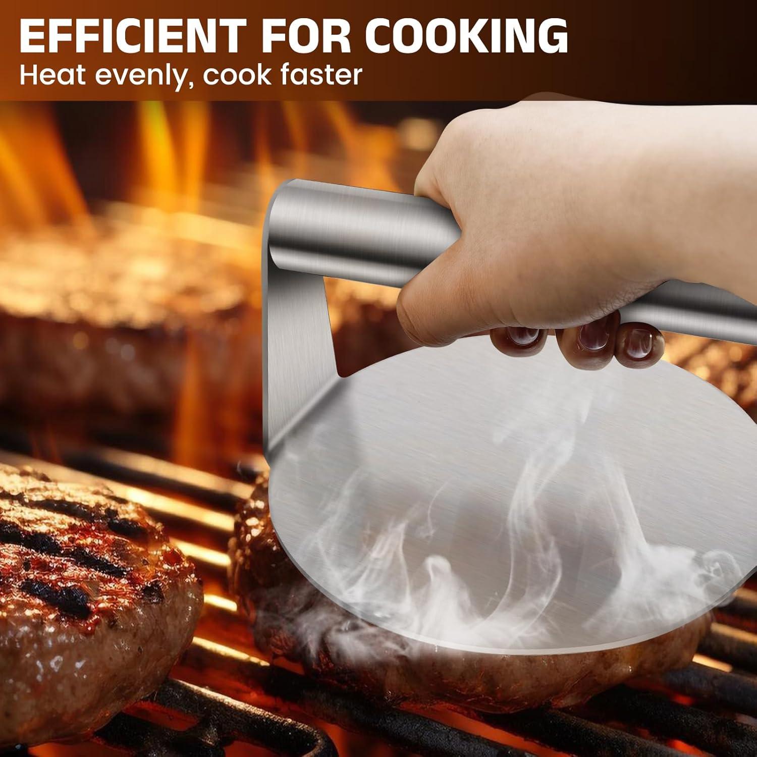 Smash Burger Press, 5.5 inch Round Hamburger Press, Upgrade Burger Press with Premium Stainless Steel Burger Smasher for Griddle Cooking