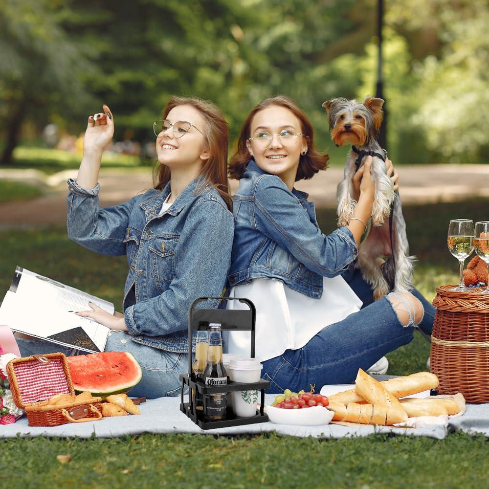 Soporte para Bebidas de 4 Tazas Bodaon Negro Plegable