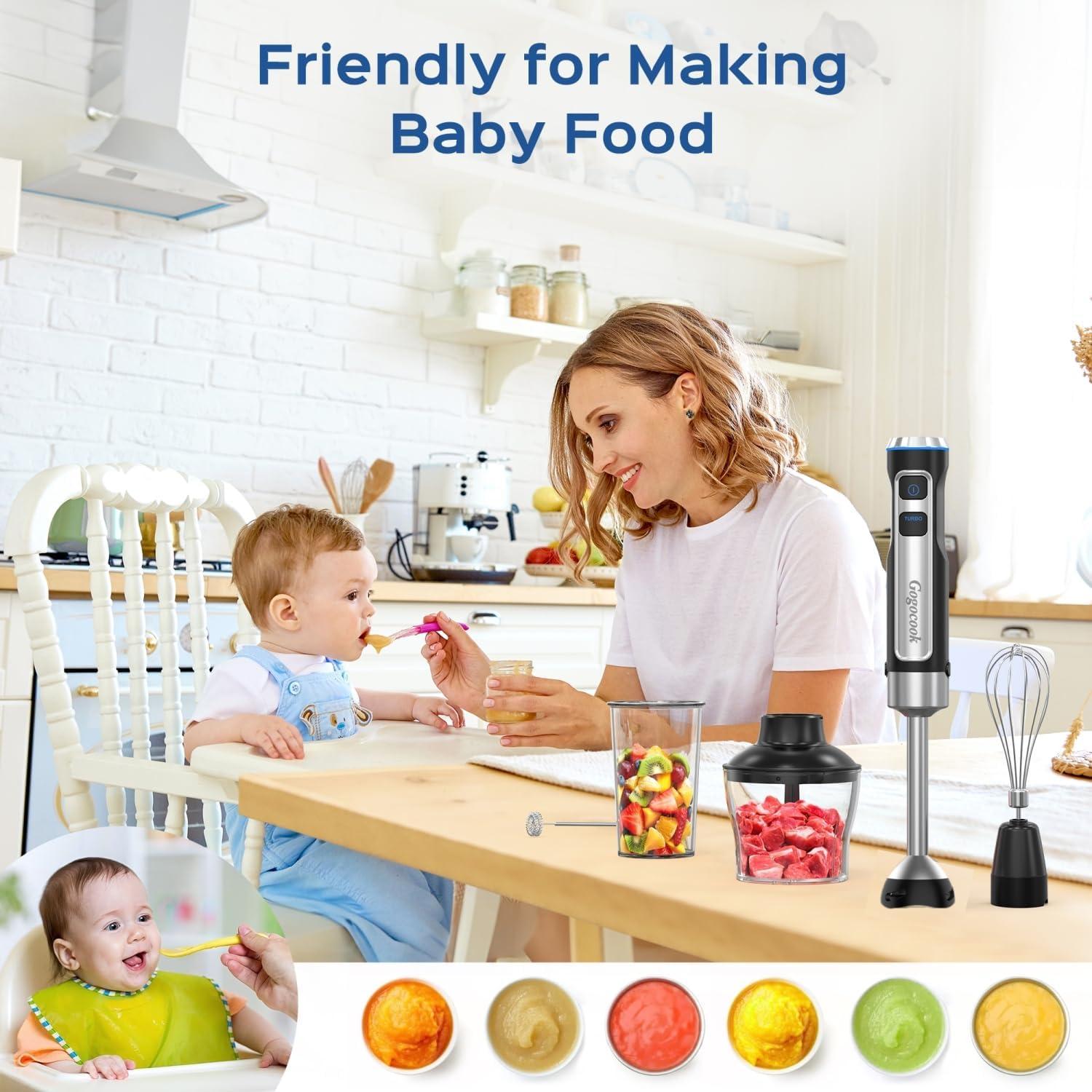 Batidora de Inmersión 8 en 1 Gogocook 1000W 21 Velocidades