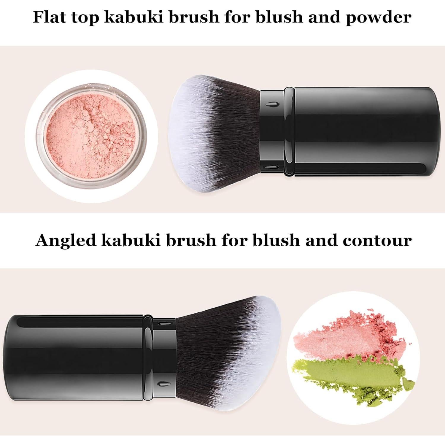 Brocha de Maquillaje Retráctil Falliny - 2 Paquete Kabuki Viaje