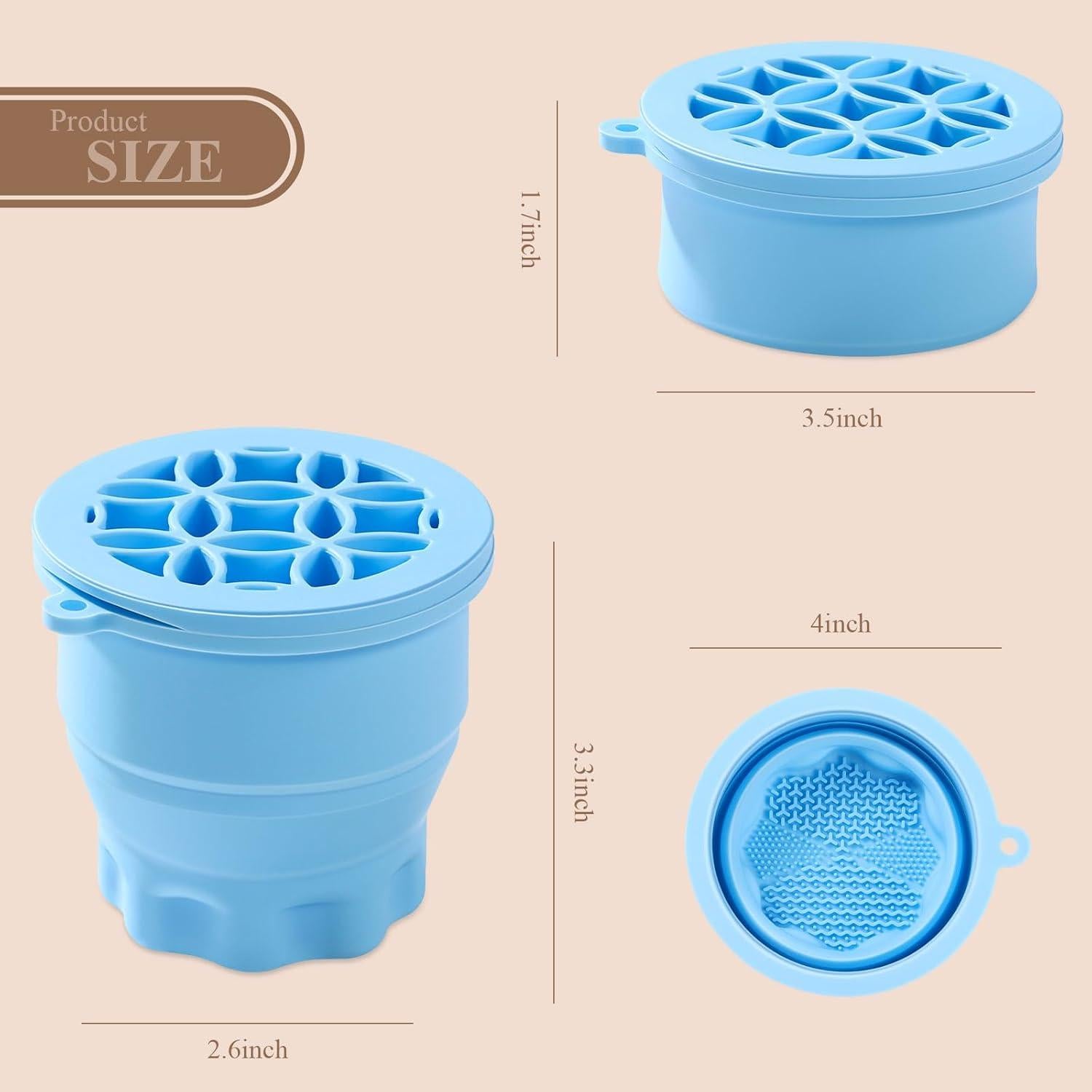 WantGor Alfombrilla Limpiadora de Brochas de Maquillaje 3 en 1 Azul