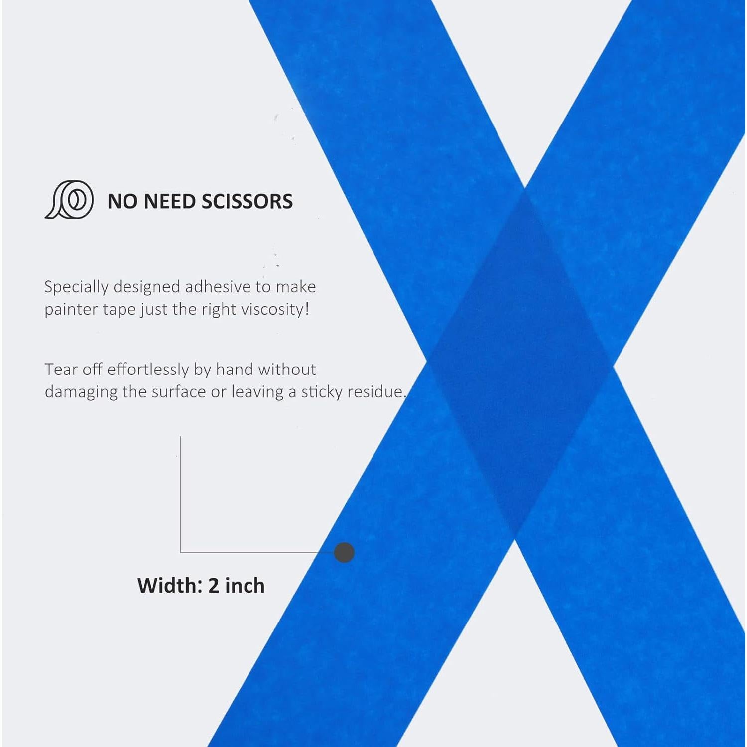 Cinta de Pintor Azul SEBETOW 5 Rollos 2 Pulgadas x 50.29m