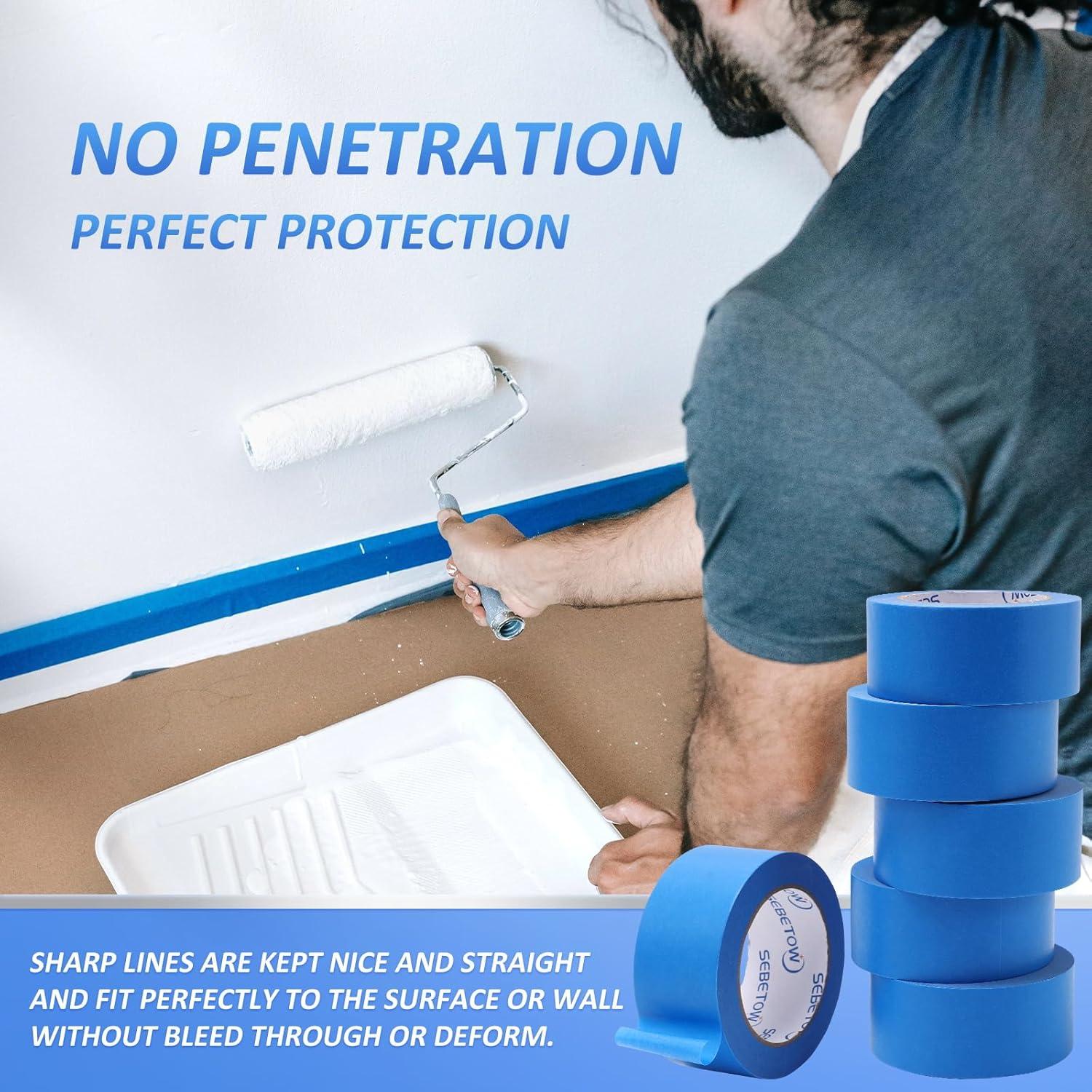 Cinta de Pintor Azul SEBETOW 5 Rollos 2 Pulgadas x 50.29m