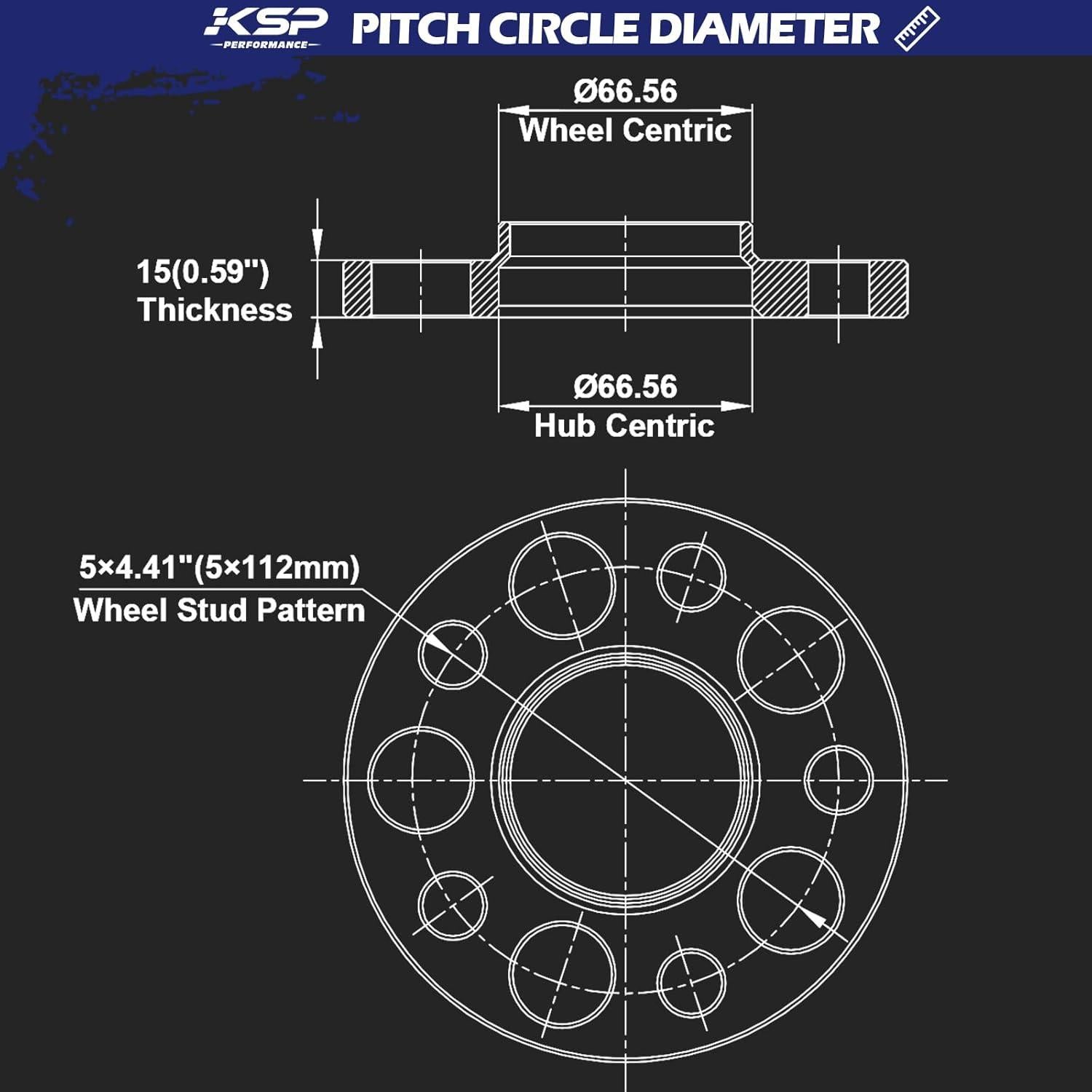 Separadores de Rueda KSP 15mm 5X112mm Hubcéntrico 2pcs