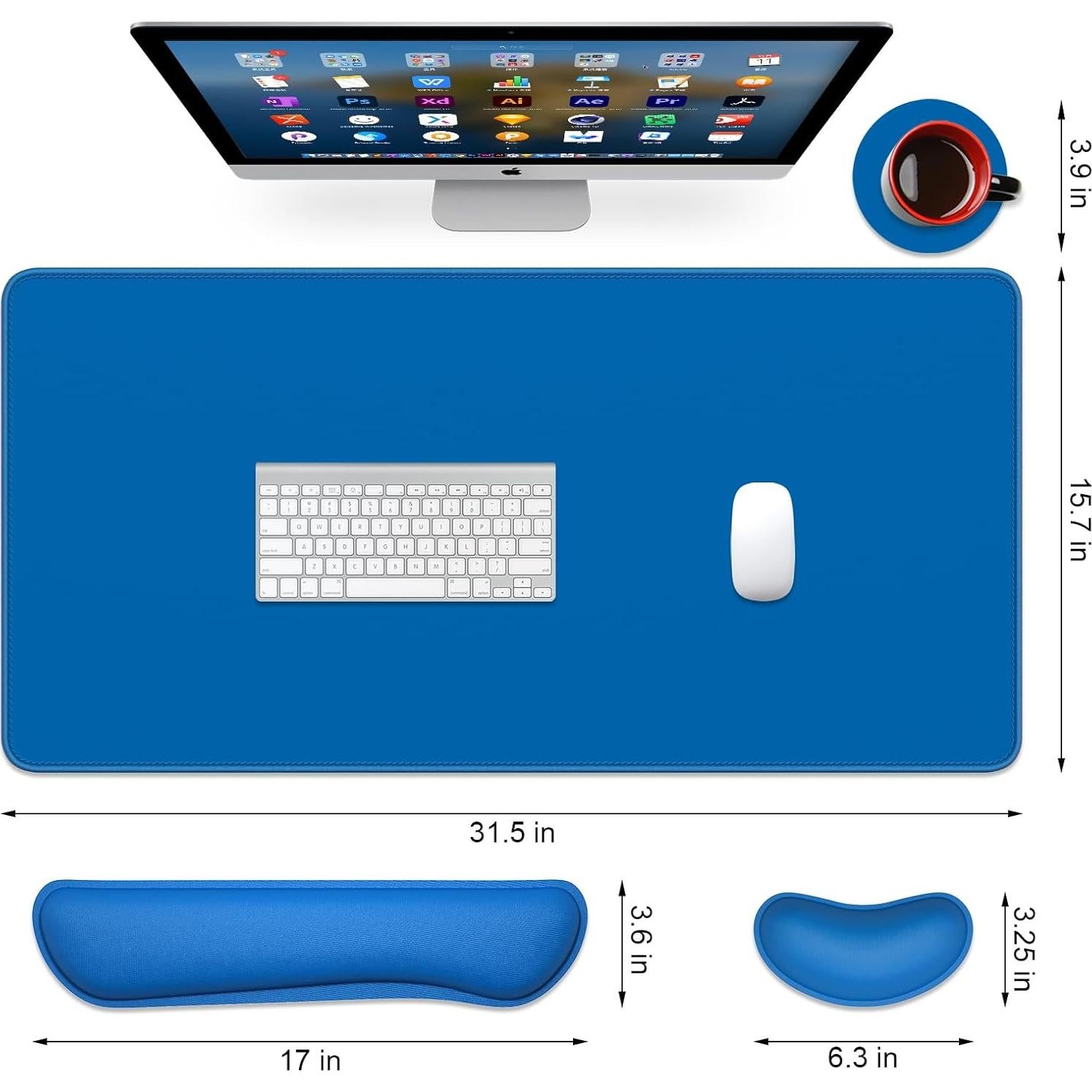 Conjunto de Reposamuñecas y Alfombrilla Dapesuom XXL Azul