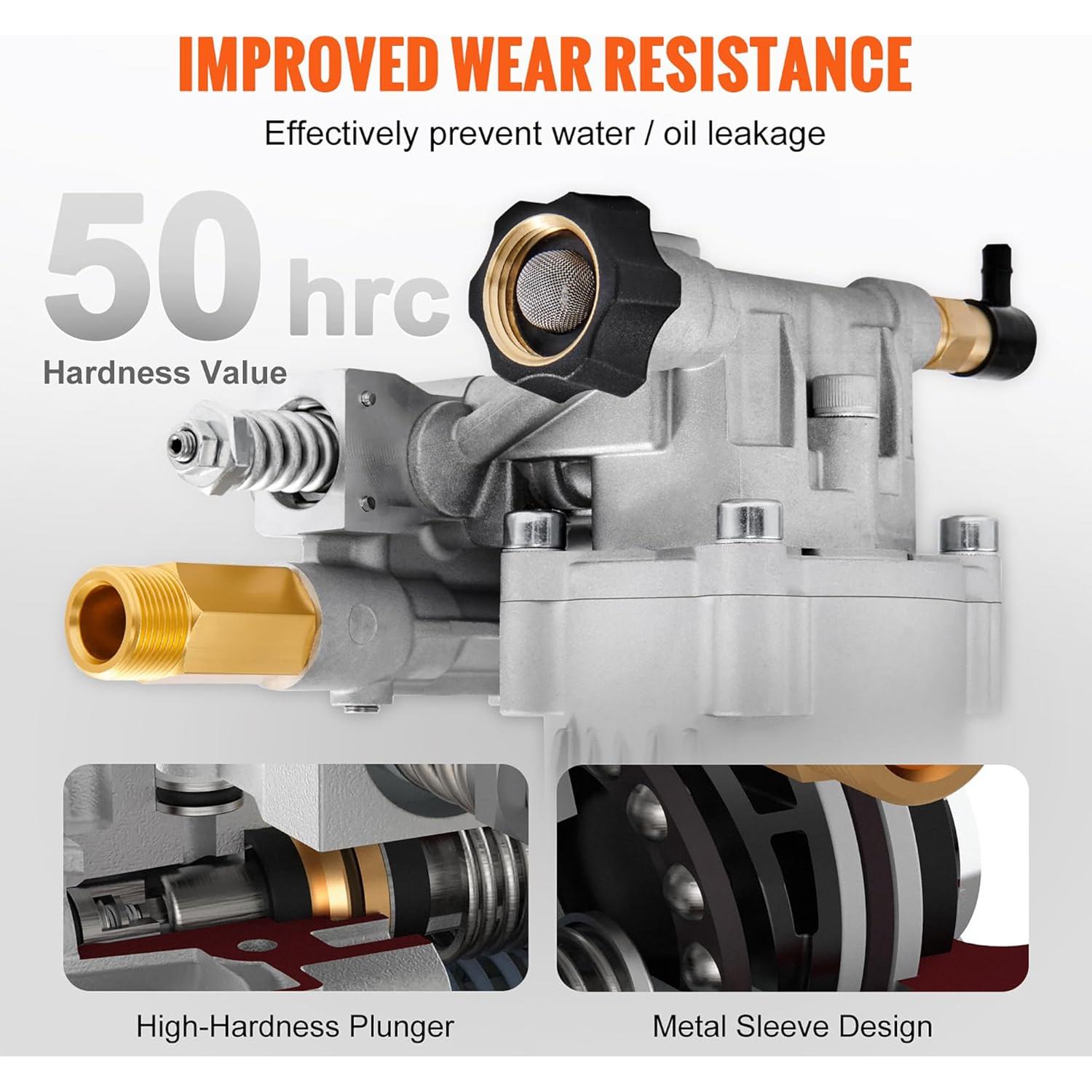 Bomba de Lavadora a Presión VEVOR Eje Horizontal 1,91 cm 2500-3400 PSI