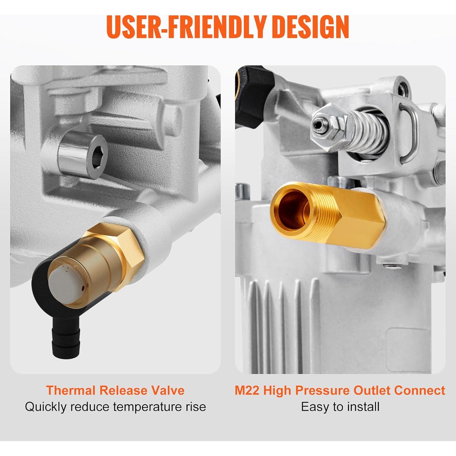 Bomba de Lavadora a Presión VEVOR Eje Horizontal 1,91 cm 2500-3400 PSI