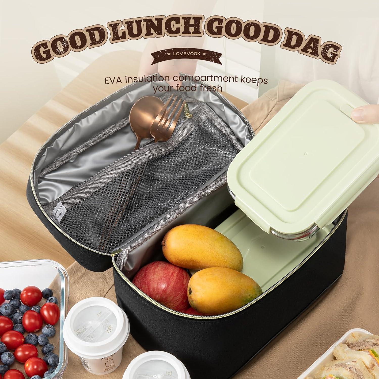 Bolsa de Almuerzo Aislada LOVEVOOK 6.5L Negra para Adultos