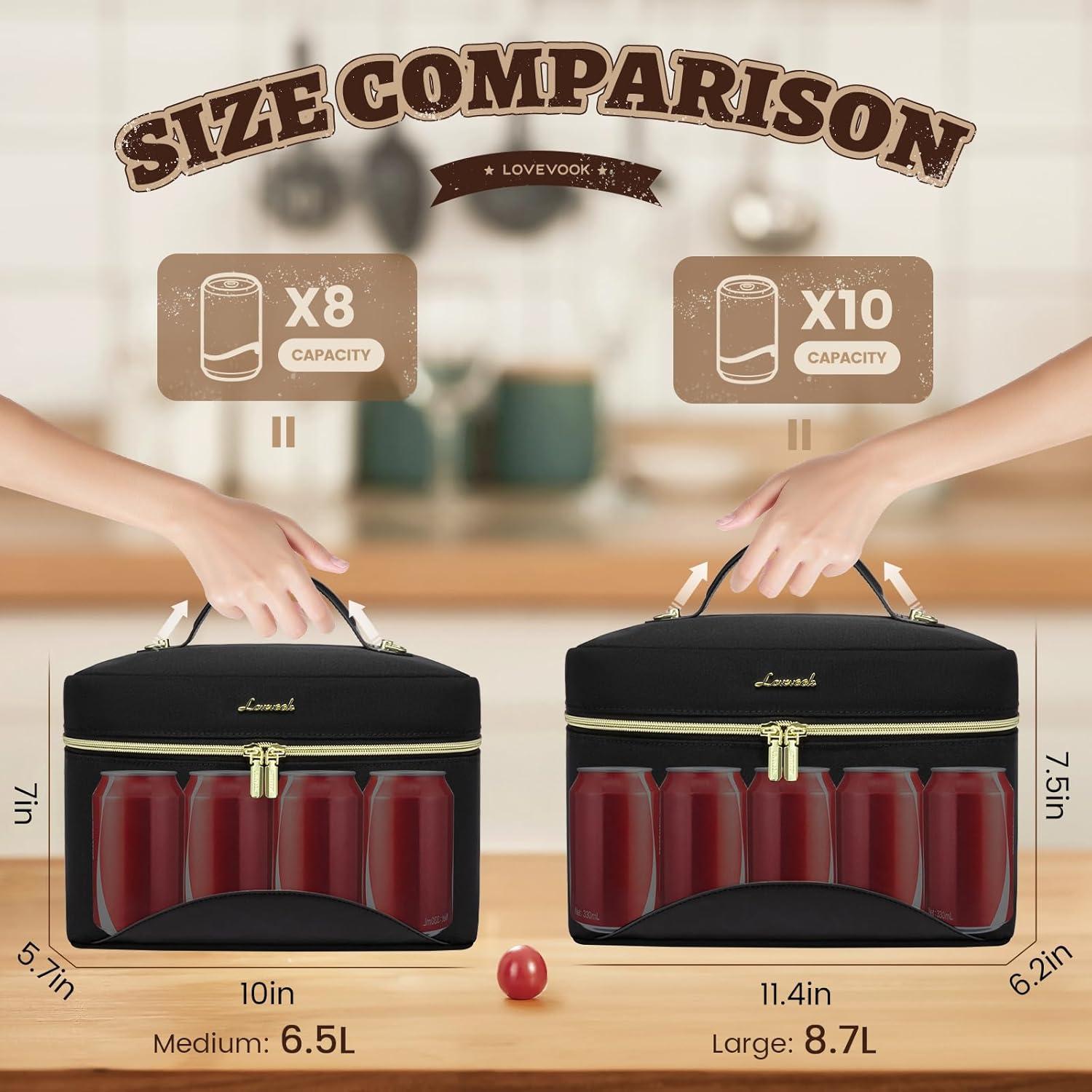 Bolsa de Almuerzo Aislada LOVEVOOK 6.5L Negra para Adultos