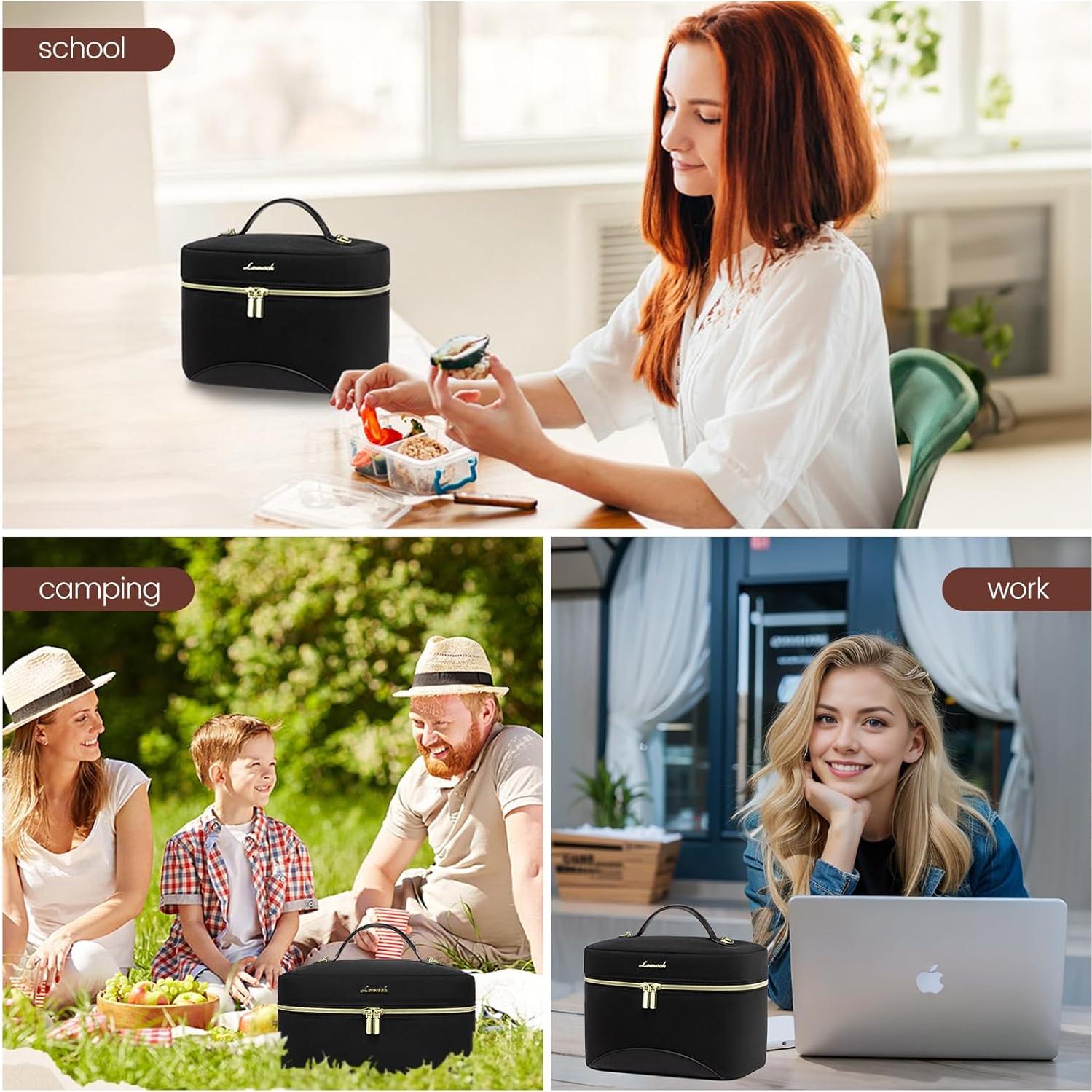 Bolsa de Almuerzo Aislada LOVEVOOK 6.5L Negra para Adultos