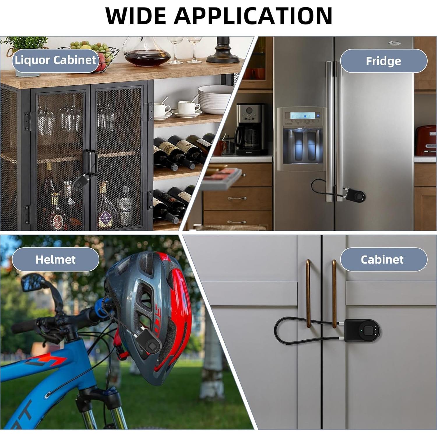 Eseesmart Long Shackle Fingerprint Padlock with APP Control - Waterproof Cabinet, Luggage, Outdoor Lock for Gym Locker, Suitcase, Cabinets, Gate