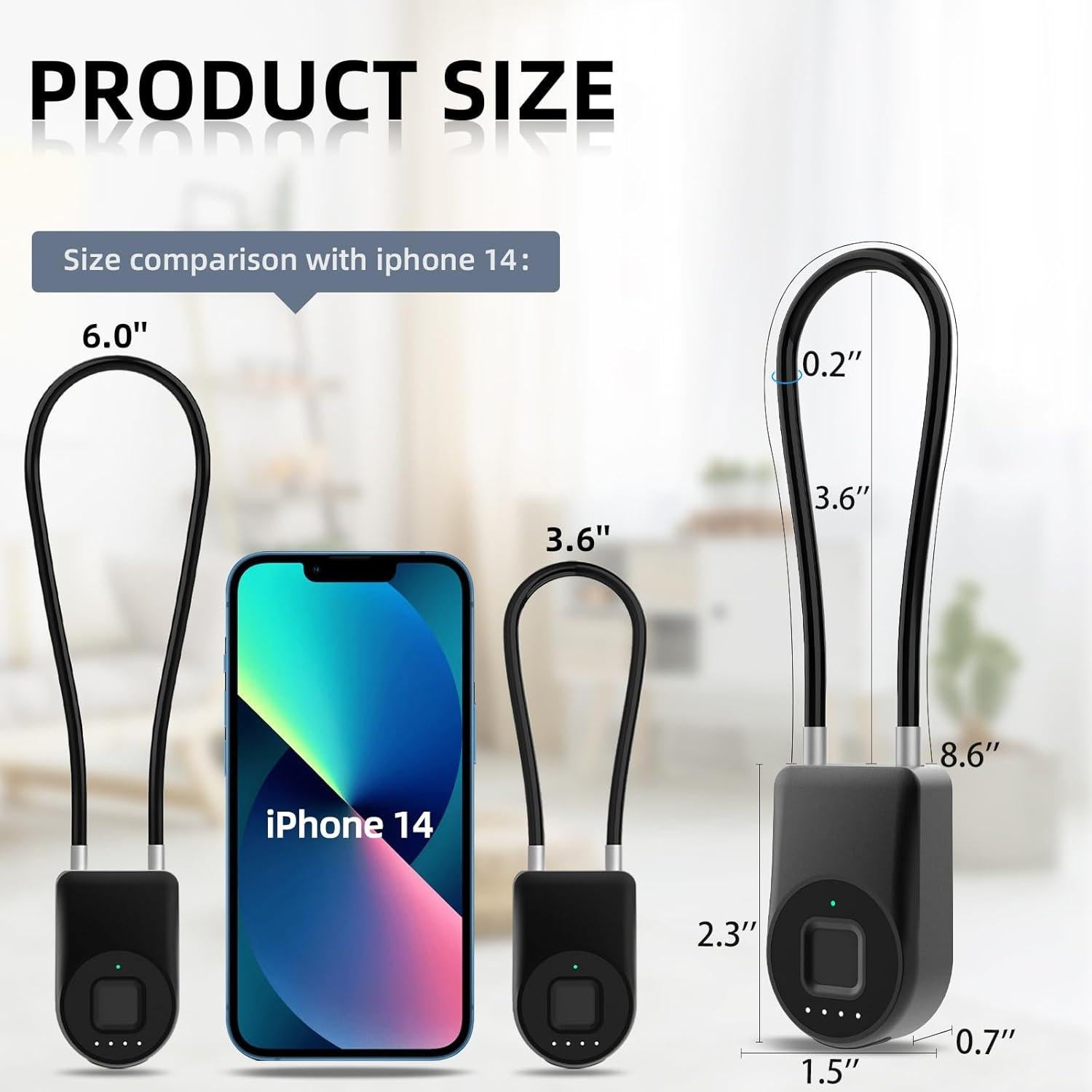 Eseesmart Long Shackle Fingerprint Padlock with APP Control - Waterproof Cabinet, Luggage, Outdoor Lock for Gym Locker, Suitcase, Cabinets, Gate