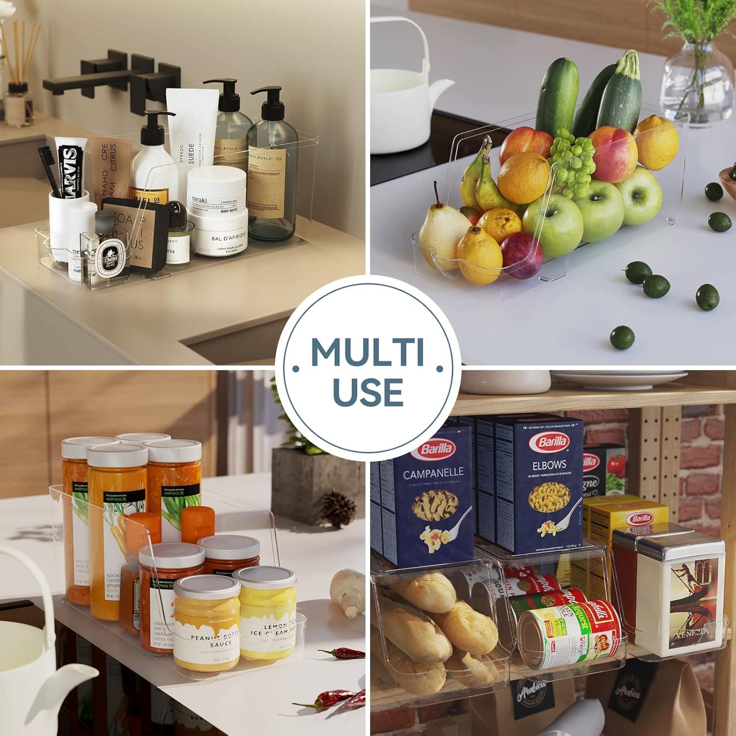 Soda Can Dispenser for Refrigerator with Lids, Stackable Drink Organizer for Fridge, Clear Plastic Refrigerator Organizer Bins, Beverage Can Holders for Pantry, Freezer, Kitchen, Cabinets Set of 2