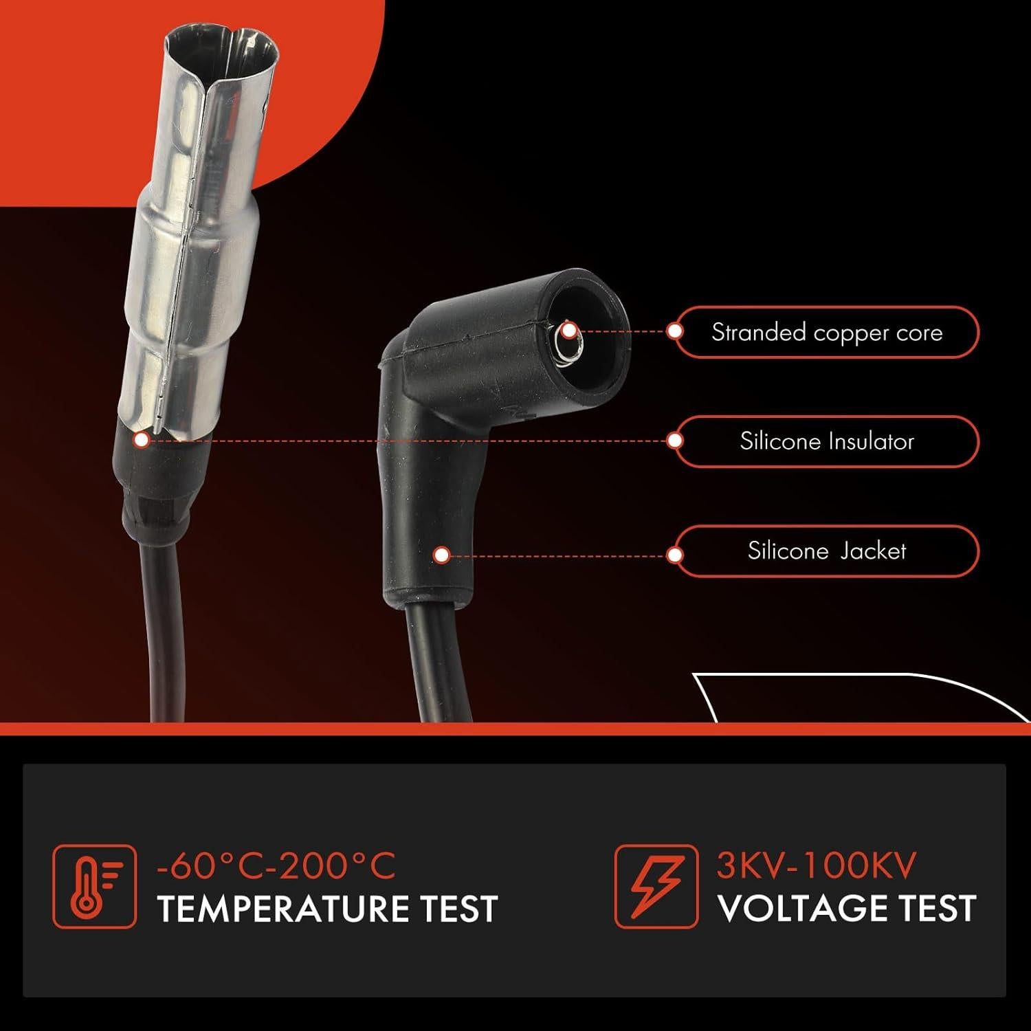 Juego de Cables de Bujía A-Premium 4PCS para Volkswagen 2.0L