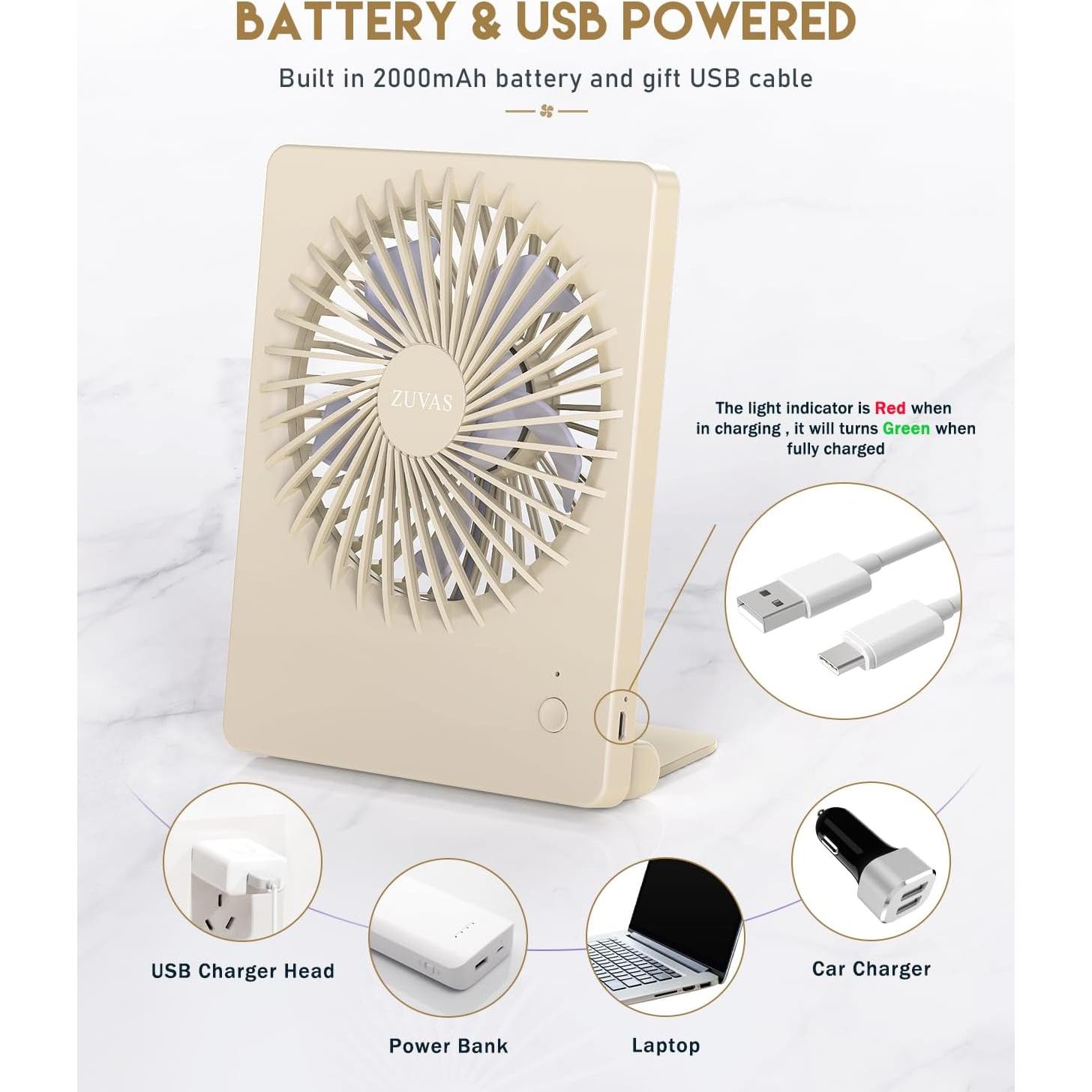 Ventilador de Escritorio Zuvas FD01 Plegable 3 Velocidades Beige