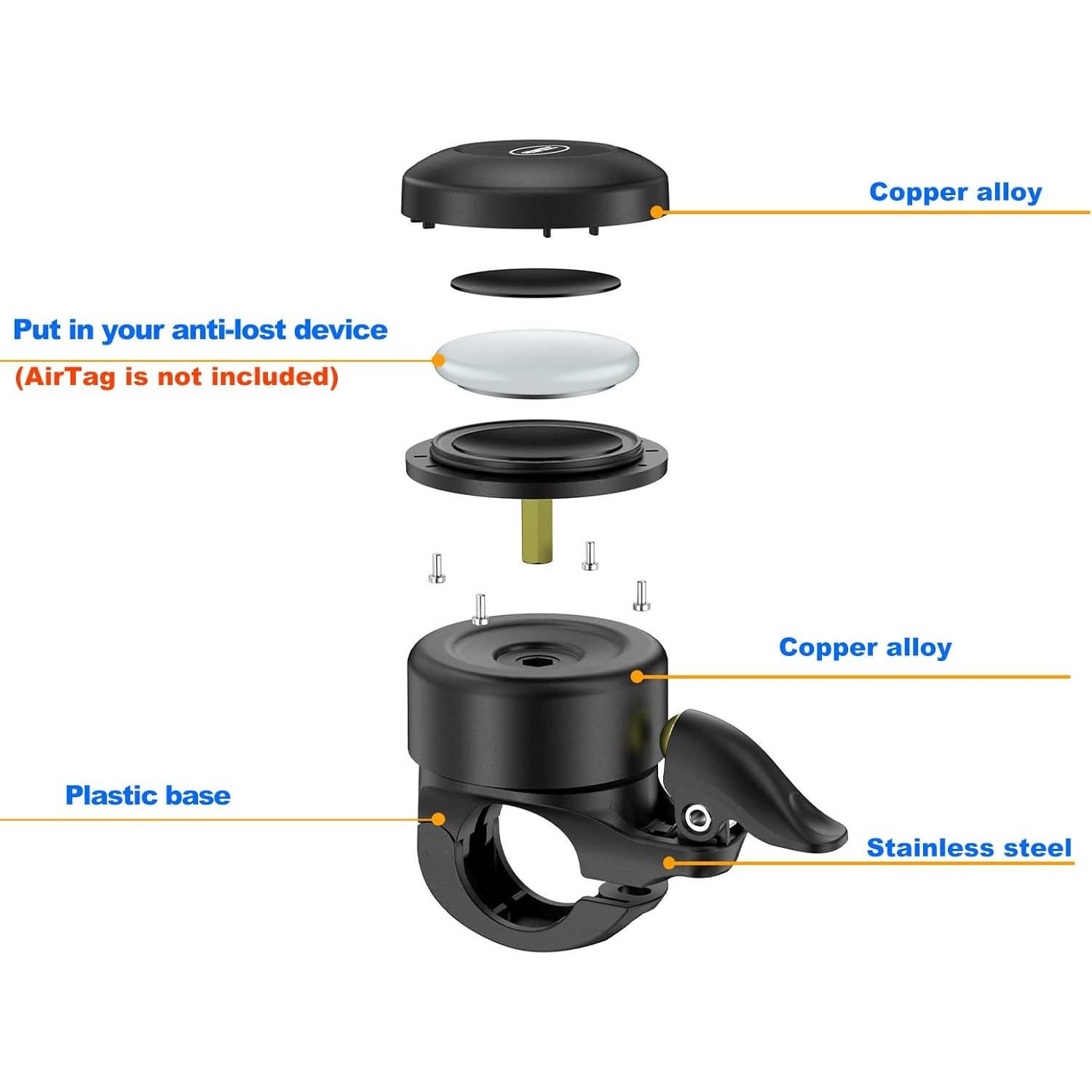Campana de Bicicleta LESOVI con Soporte para AirTag 120dB
