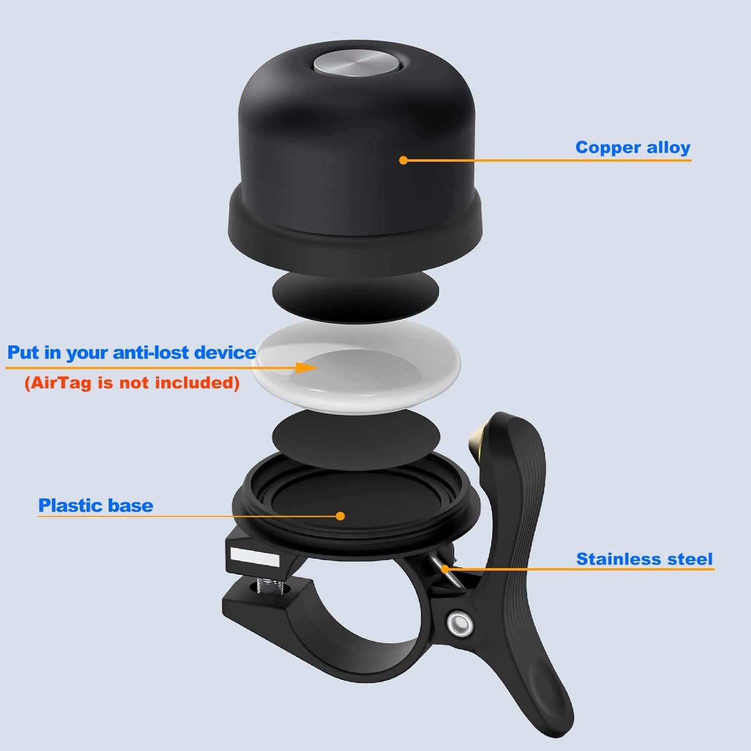 Campana de Bicicleta LESOVI BT con Soporte para AirTag 120dB
