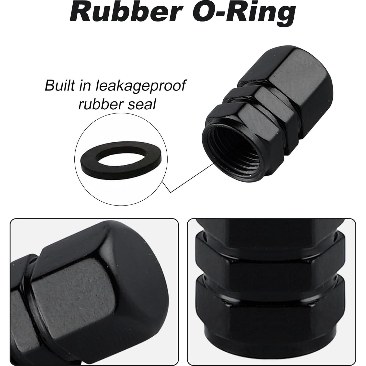 Tapas de Válvula de Neumático Aluminio Alpmosn 4 Piezas Negro