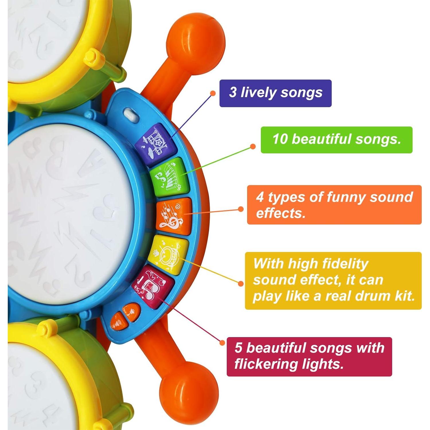 Juego de Batería para Niños HOMILY Verde con Micrófono