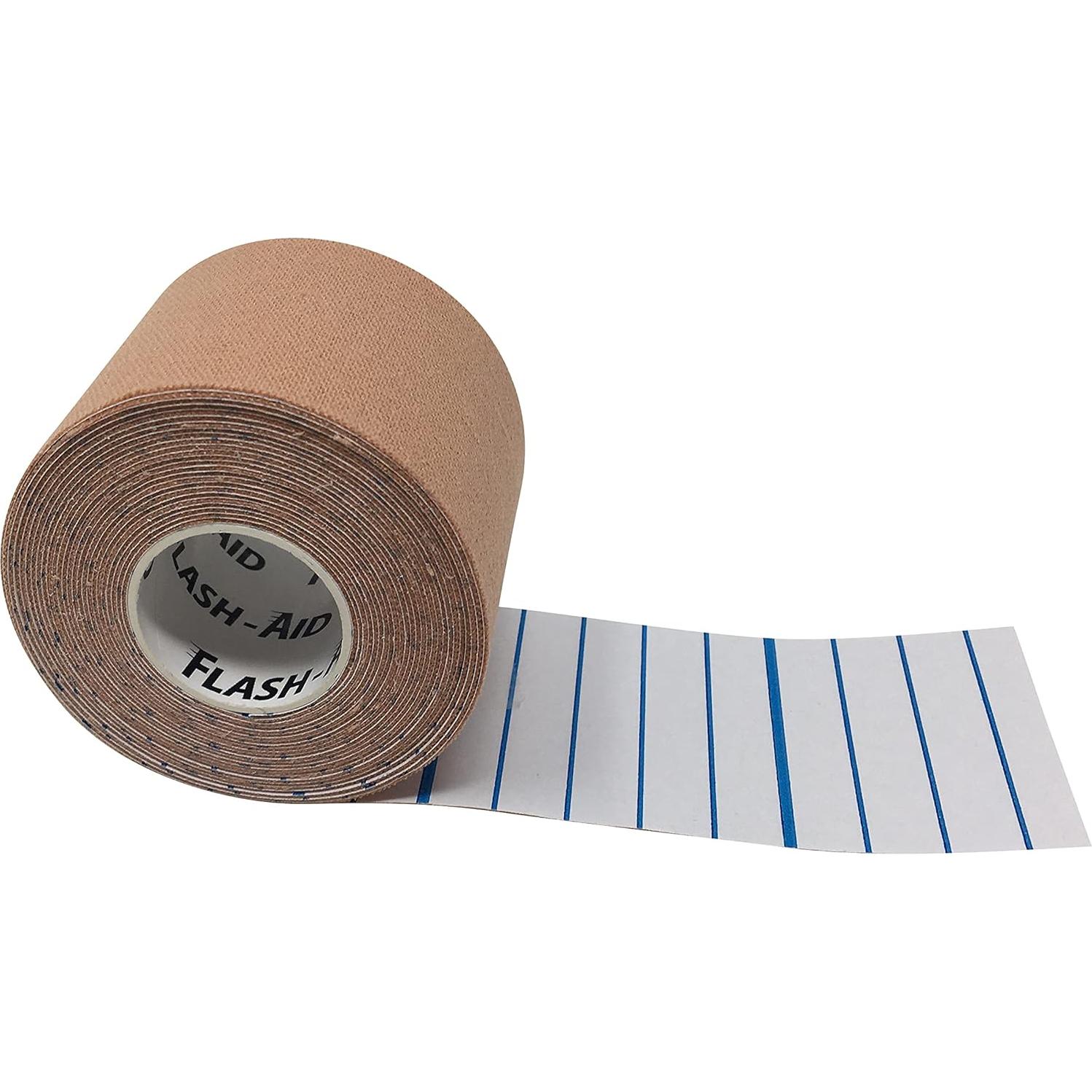 Cinta de Kinesiología Flash-Aid Beige 5.08 cm x 4.88 m - Paquete de 4
