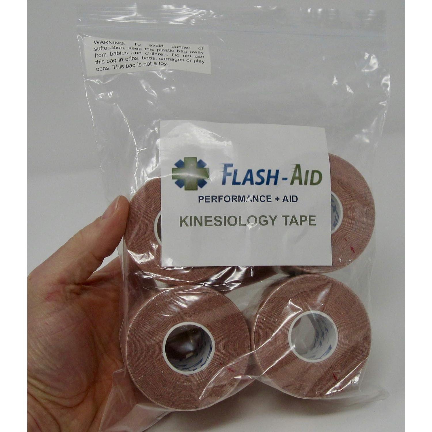 Cinta de Kinesiología Flash-Aid Beige 5.08 cm x 4.88 m - Paquete de 4