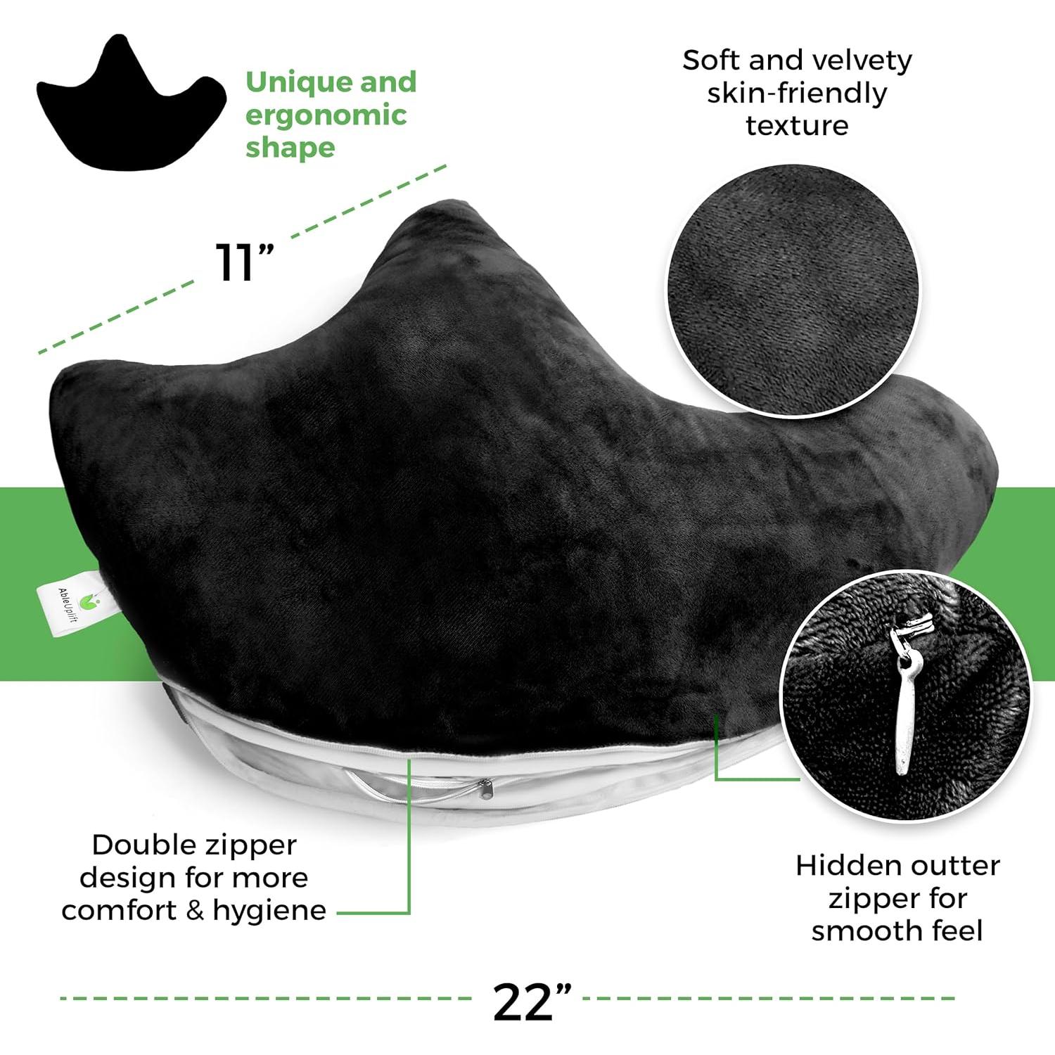 Rotator Cuff Pillow, Soft Comfortable Shoulder Pillow for Surgery, Ergonomic Shoulder Support Pillow with Double Zipper Cover, Machine Washable, Black