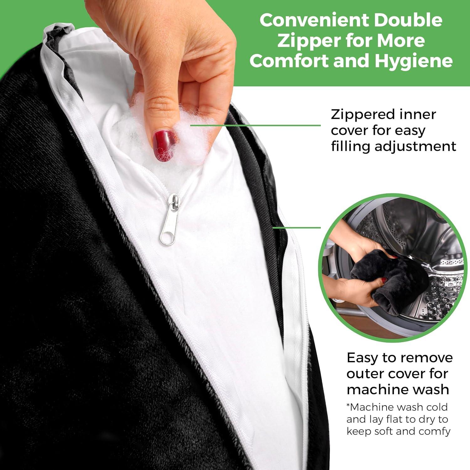 Rotator Cuff Pillow, Soft Comfortable Shoulder Pillow for Surgery, Ergonomic Shoulder Support Pillow with Double Zipper Cover, Machine Washable, Black