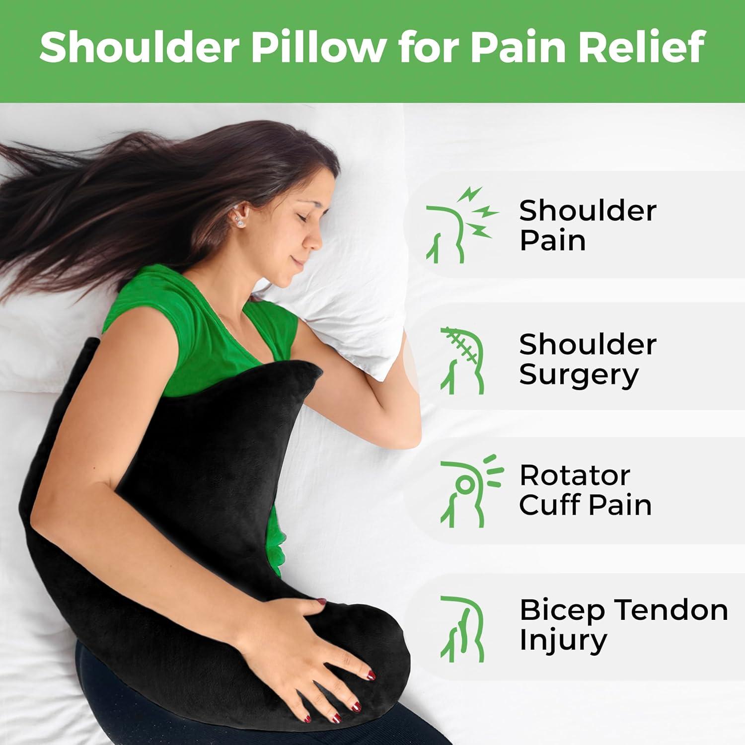 Rotator Cuff Pillow, Soft Comfortable Shoulder Pillow for Surgery, Ergonomic Shoulder Support Pillow with Double Zipper Cover, Machine Washable, Black