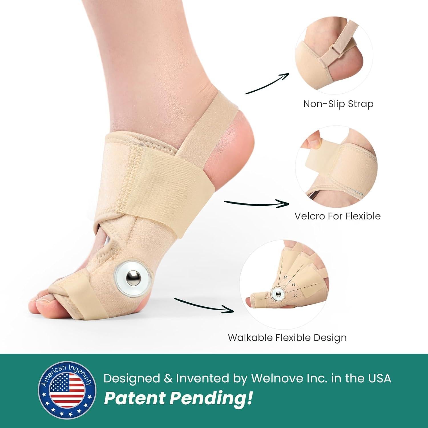 Corrector de Juanetes Welnove - Férula Ortopédica Beige - 2 Unidades