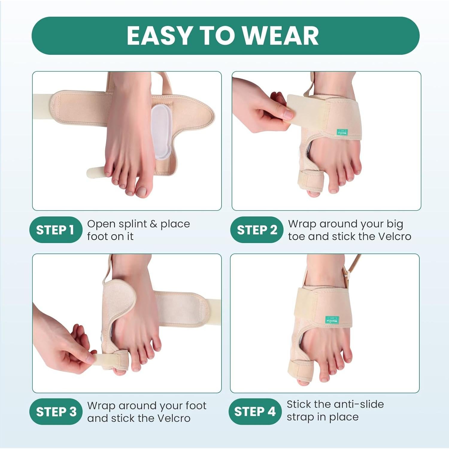 Corrector de Juanetes Welnove - Férula Ortopédica Beige - 2 Unidades