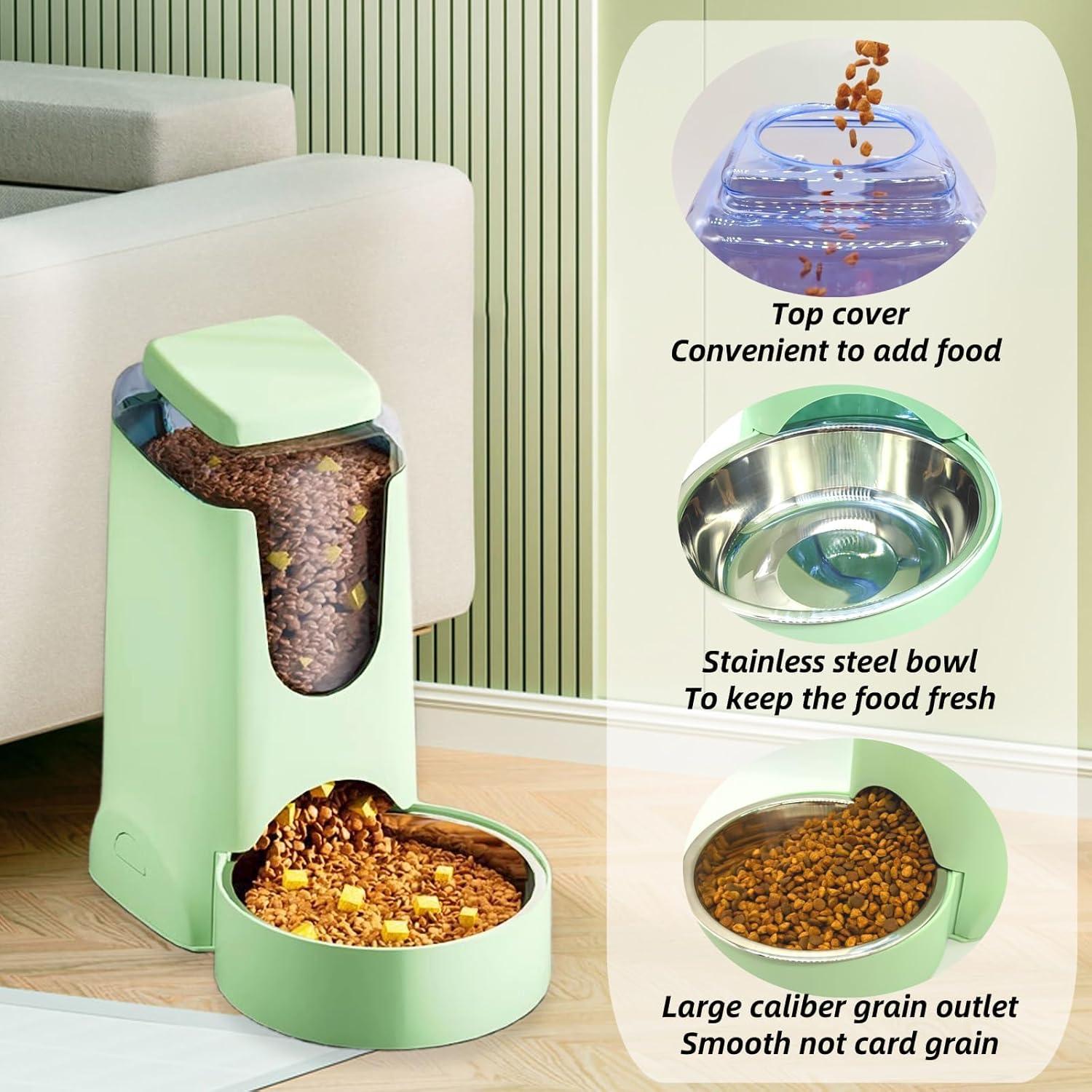 Comedero Automático Hamiledyi 2.8L Acero Inoxidable Verde Claro