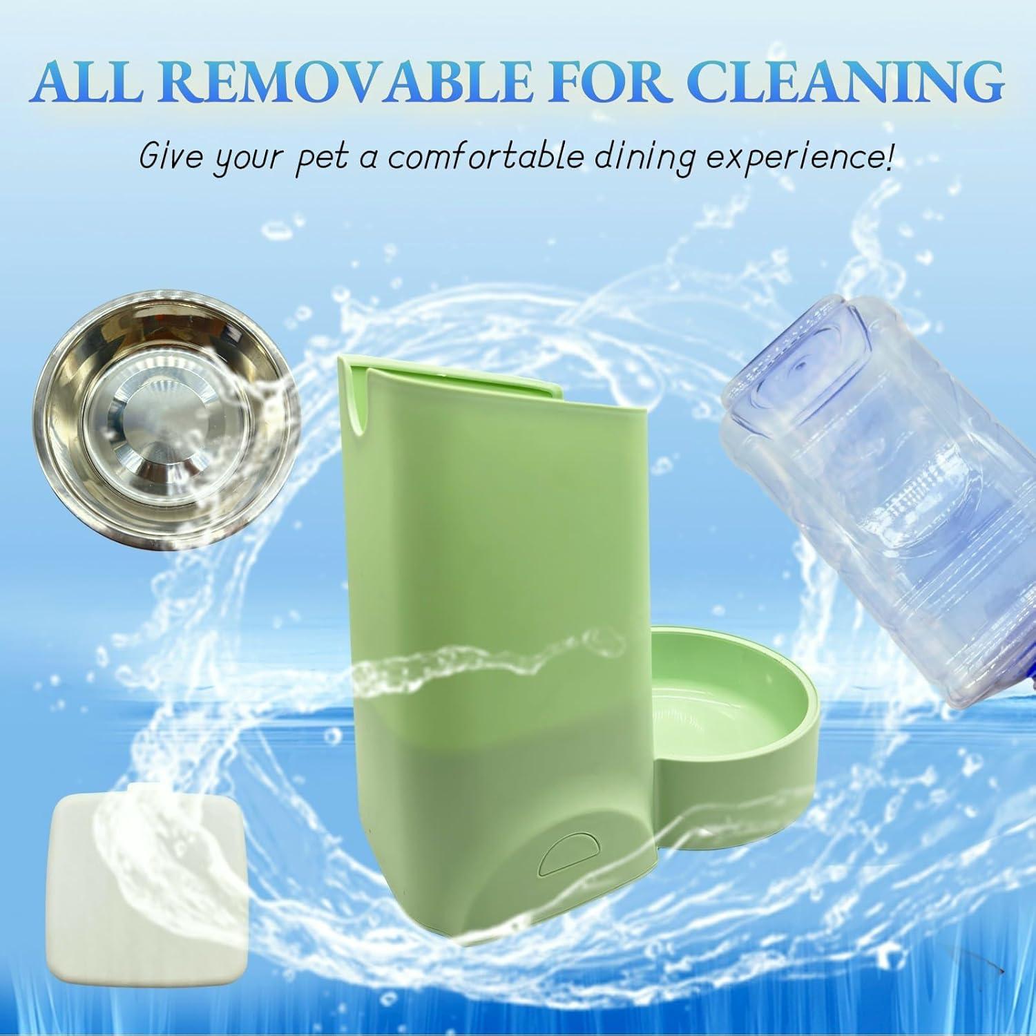 Comedero Automático Hamiledyi 2.8L Acero Inoxidable Verde Claro