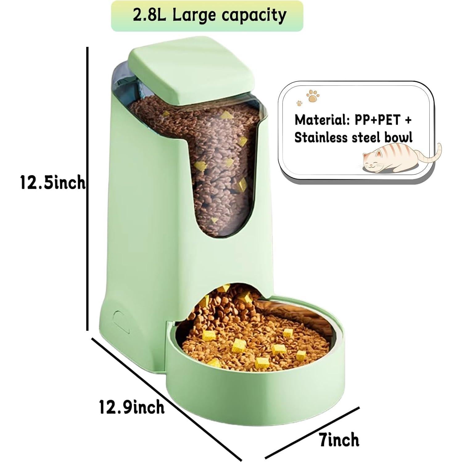 Comedero Automático Hamiledyi 2.8L Acero Inoxidable Verde Claro